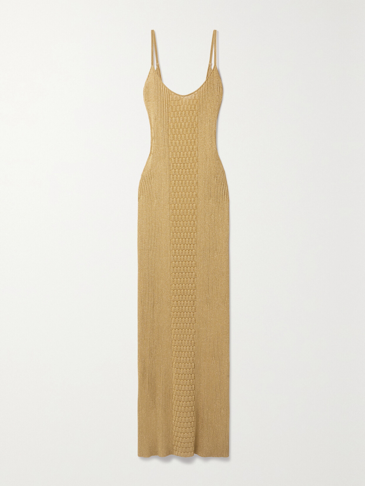 Nili Lotan - Zarina Metallic Ribbed-knit Maxi Dress - Gold