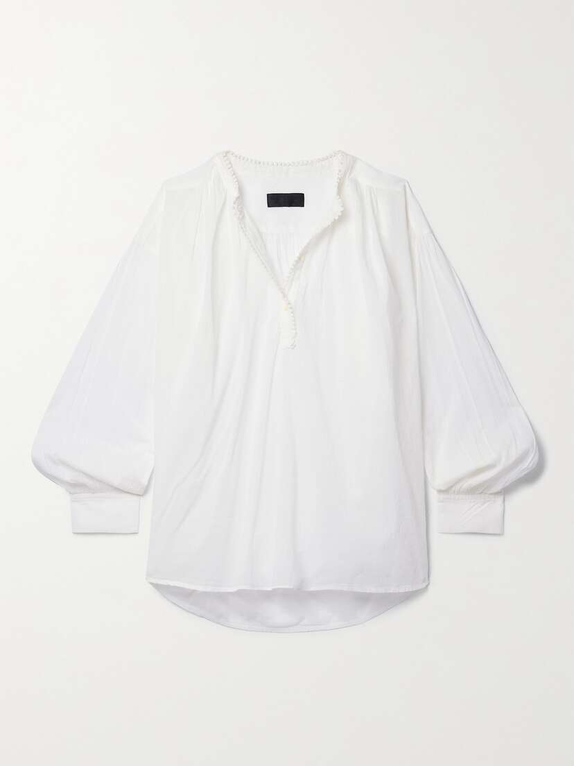 Nili Lotan Marcel Crochet-trimmed Cotton-voile Blouse