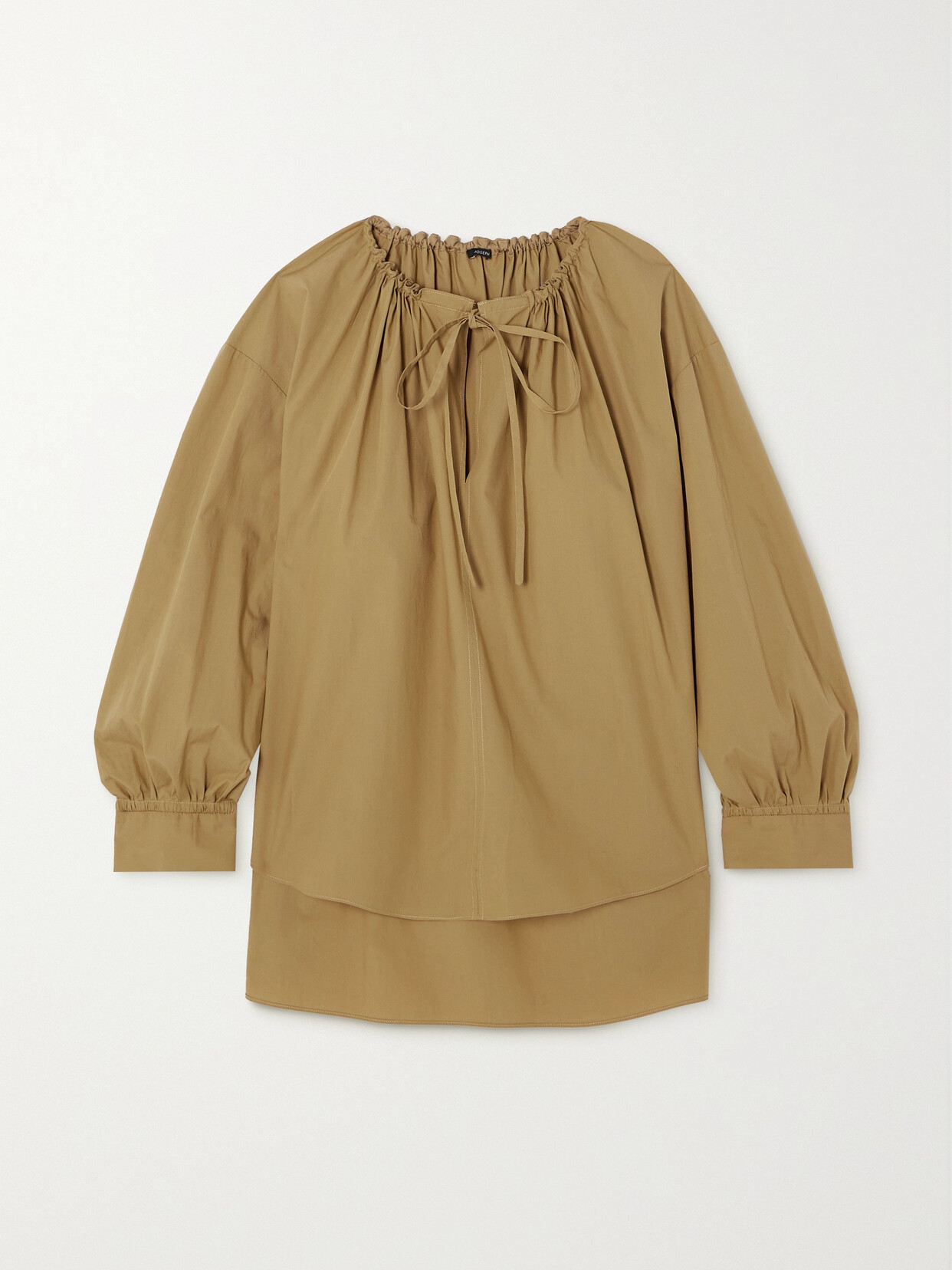 Joseph - Berriman Gathered Cotton-poplin Blouse - Brown