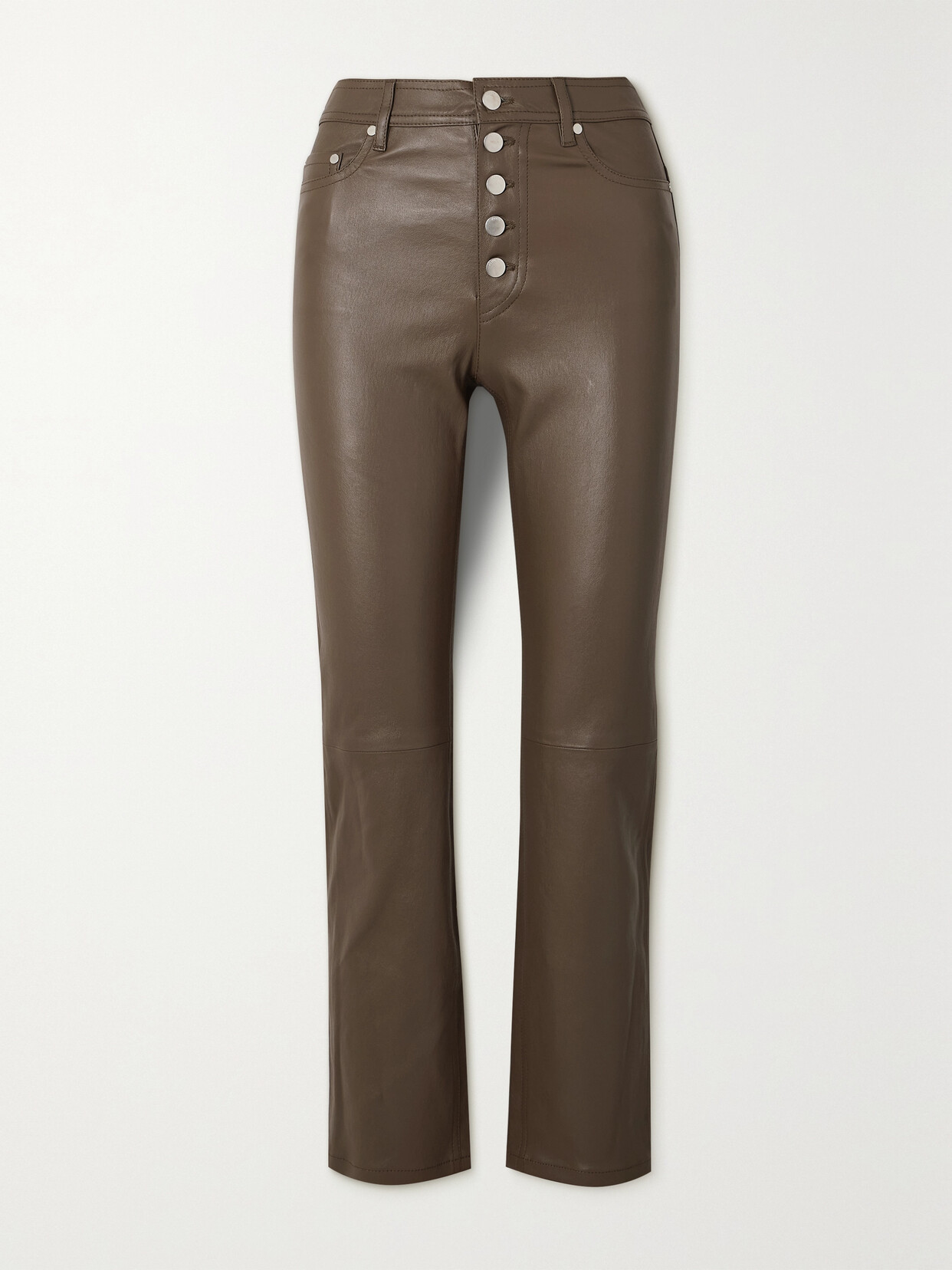 Joseph - Den Cropped Leather Straight-leg Pants - Brown