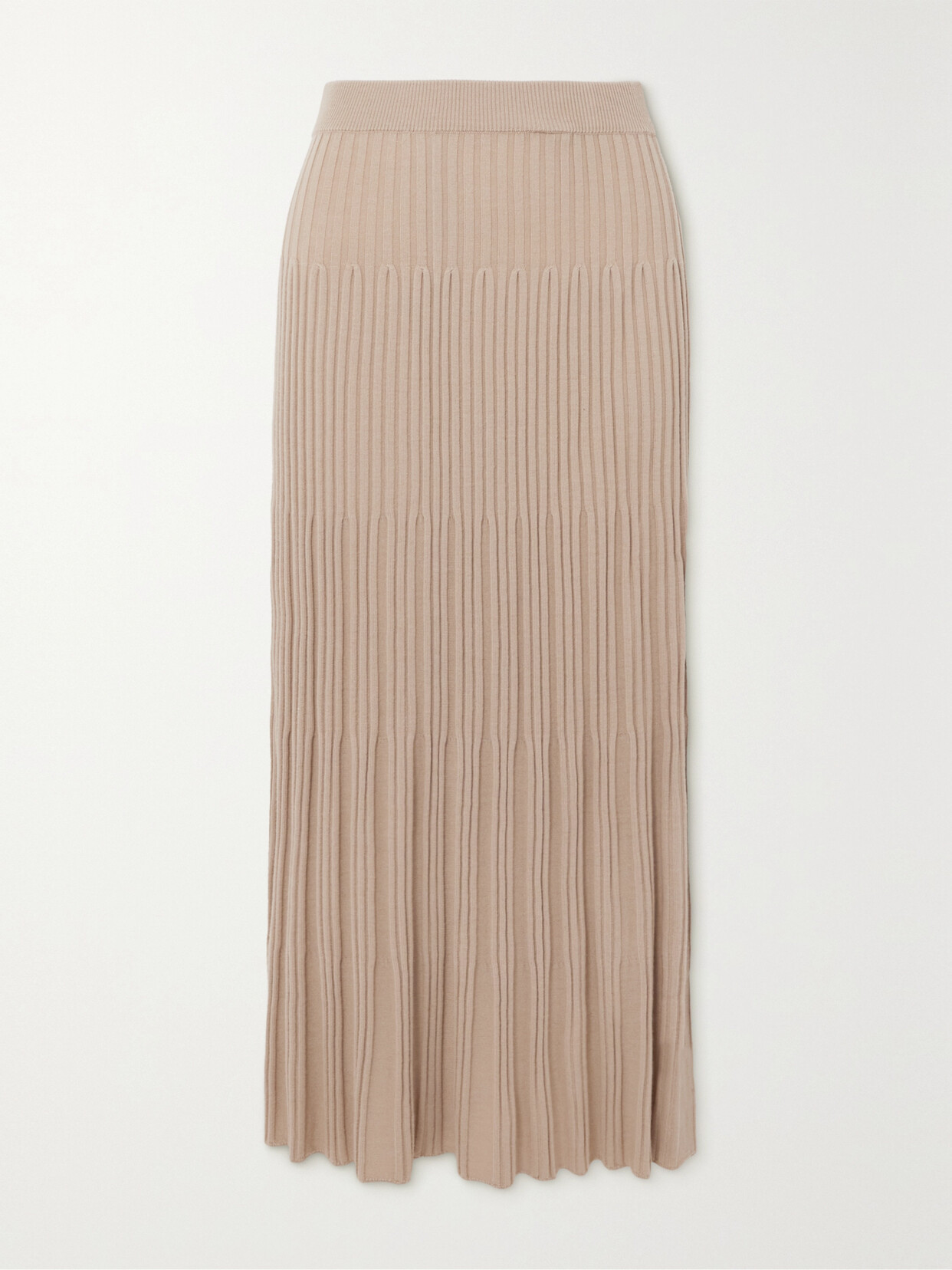 JOSEPH RIBBED MERINO WOOL MIDI SKIRT