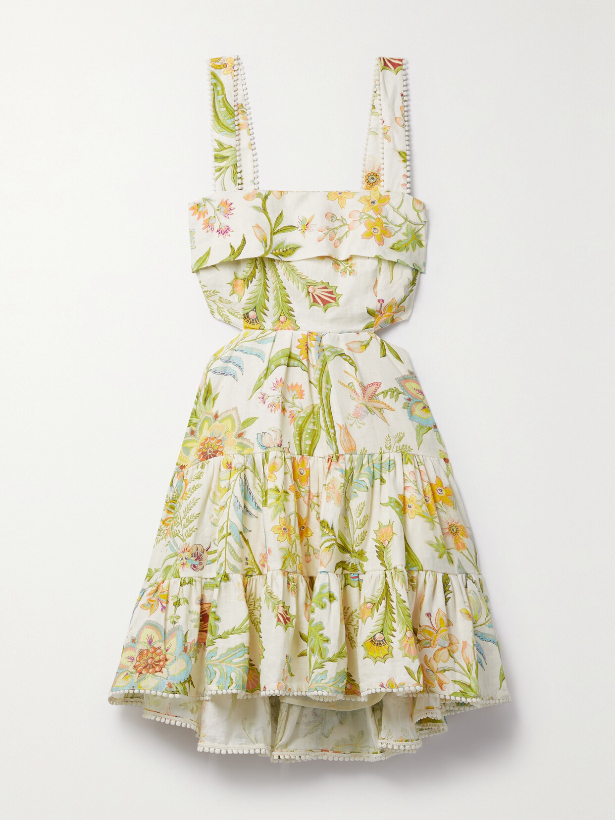 ALEMAIS Ira Open-back Floral-print Linen Mini Dress - Green