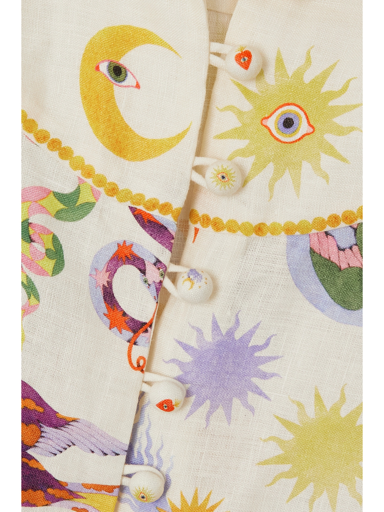 ALEMAIS + LOU BENESCH PRINTED RAMIE-TRIMMED LINEN SHIRT