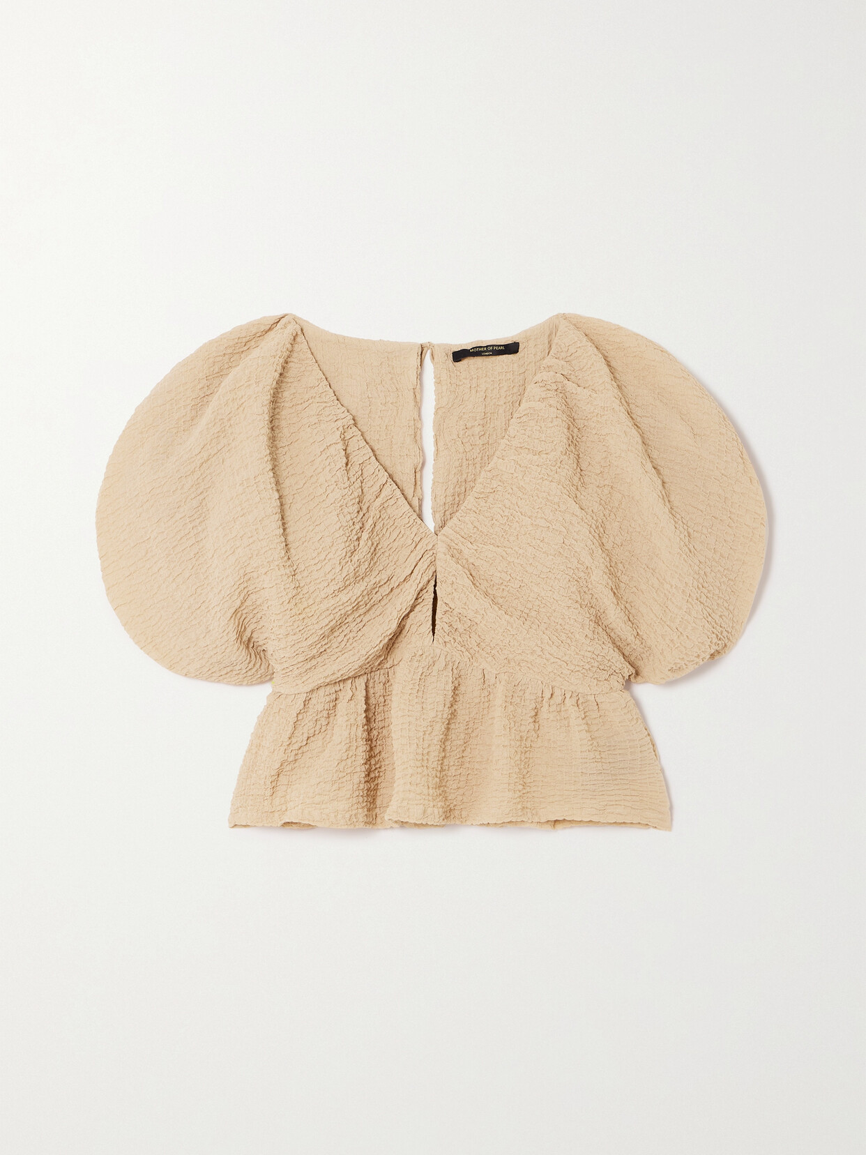 Mother of Pearl - + Net Sustain Zaira Cropped Textured Stretch Organic Cotton Top - Neutrals