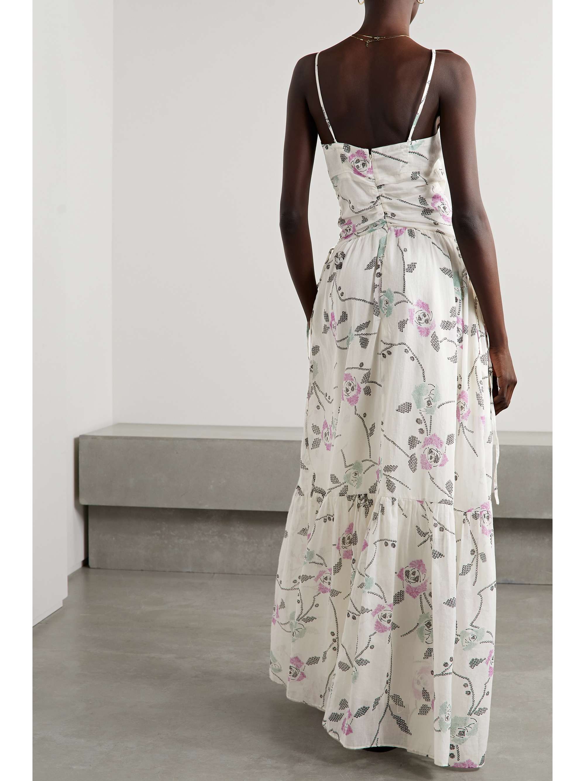 MARANT ÉTOILE Giana ruched tiered floral-print cotton-voile maxi dress
