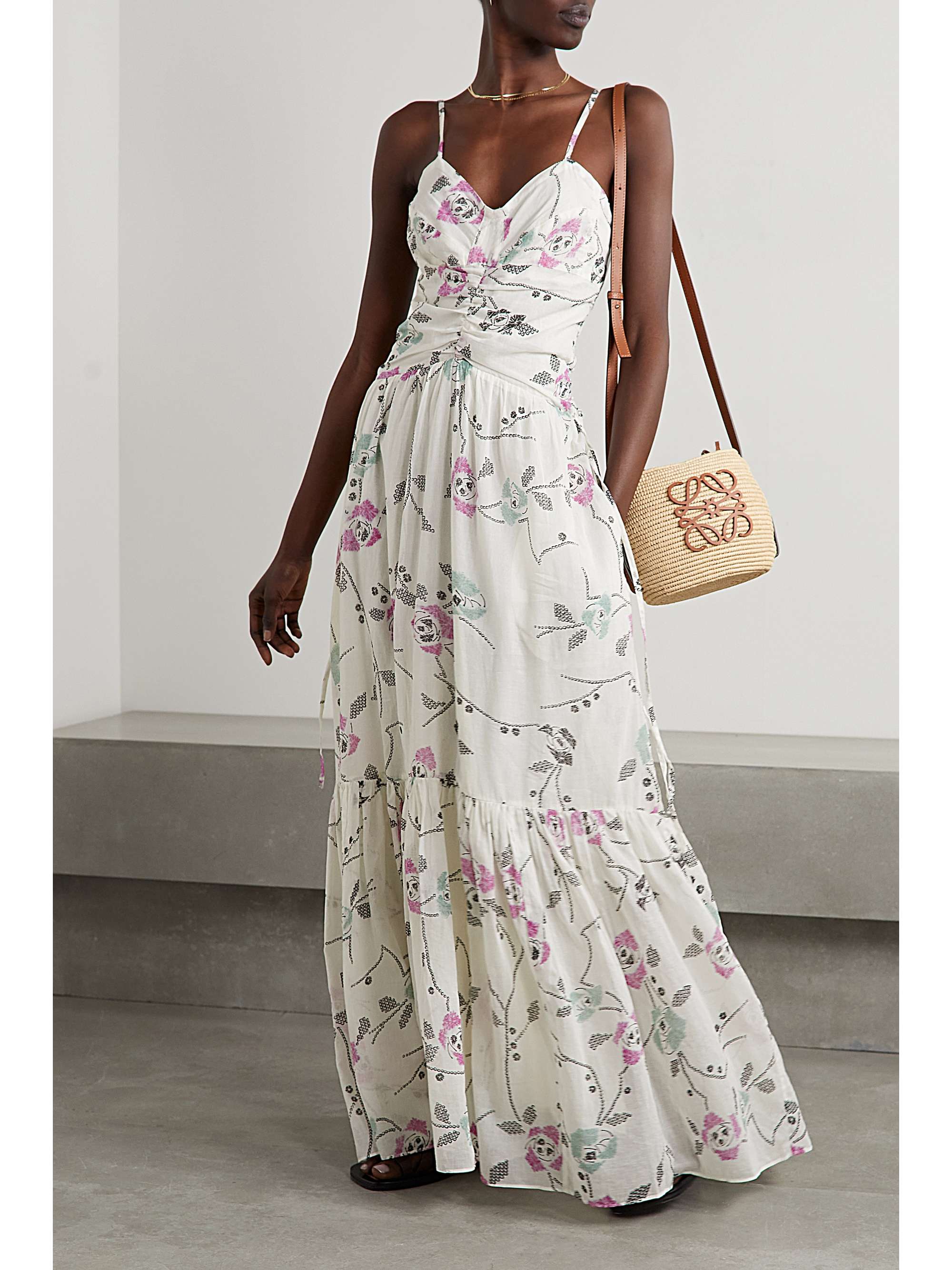 Aggressiv Ideel Skære ISABEL MARANT ÉTOILE Giana ruched tiered floral-print cotton-voile maxi  dress | NET-A-PORTER