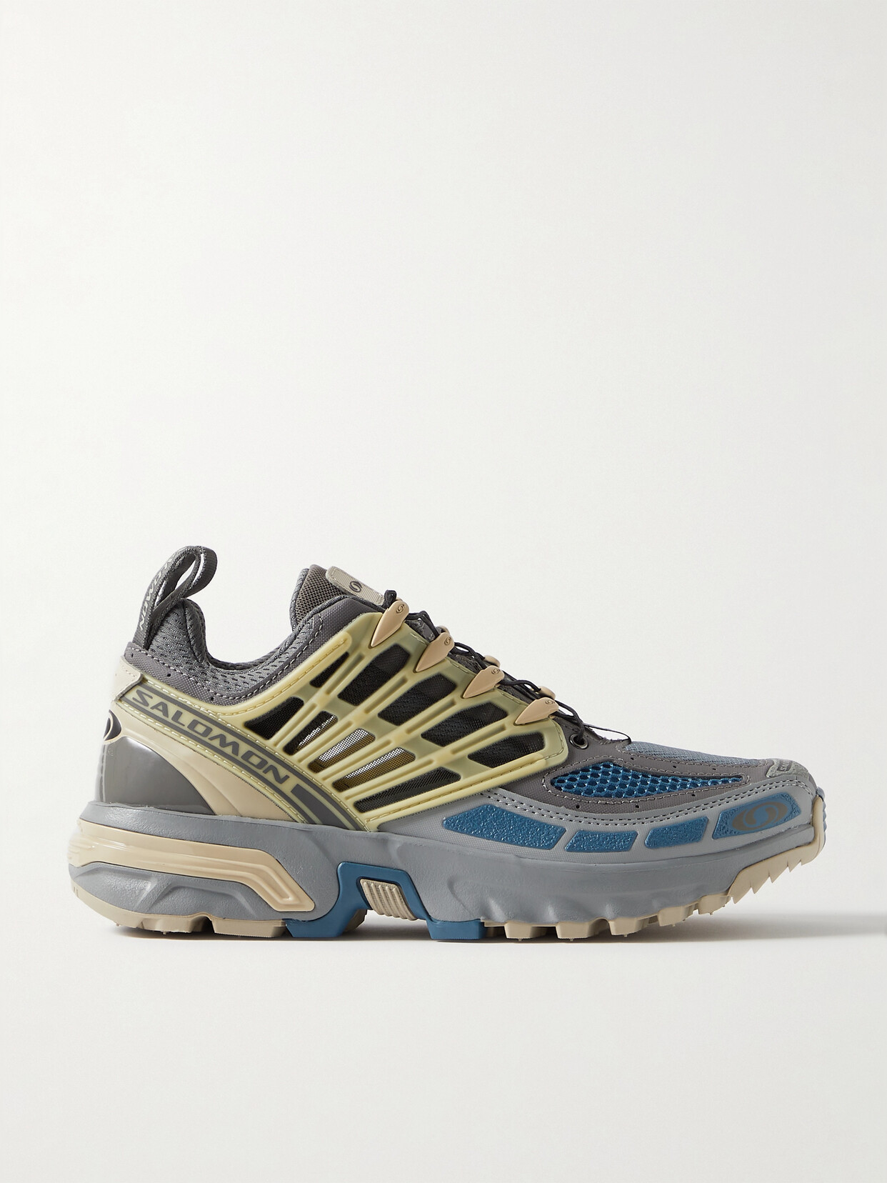 SALOMON ACS PRO RUBBER AND CANVAS-TRIMMED MESH SNEAKERS