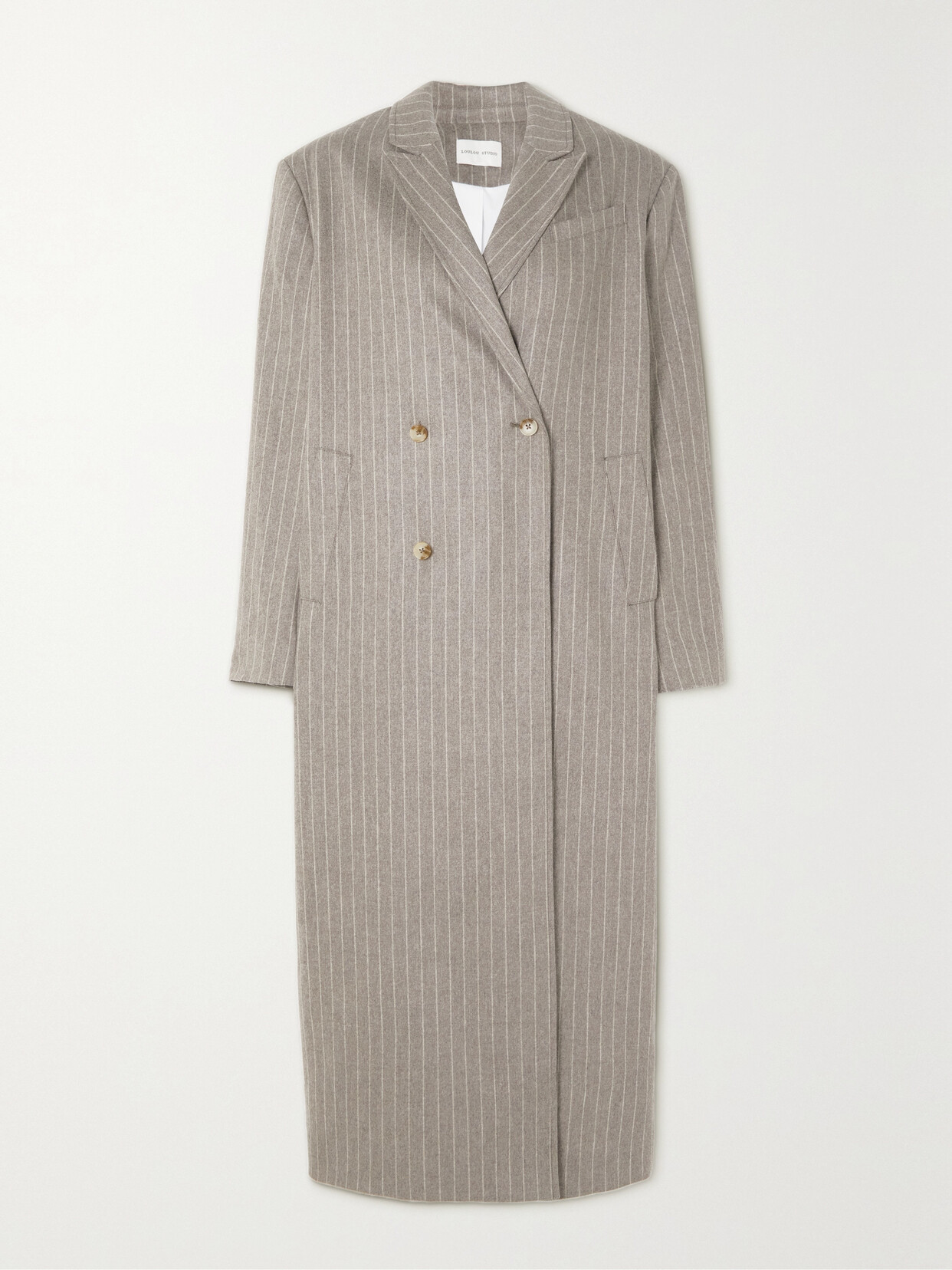 LOULOU STUDIO - + Net Sustain Striped Double-breasted Organic Wool And Cashmere-blend Coat - Neutrals