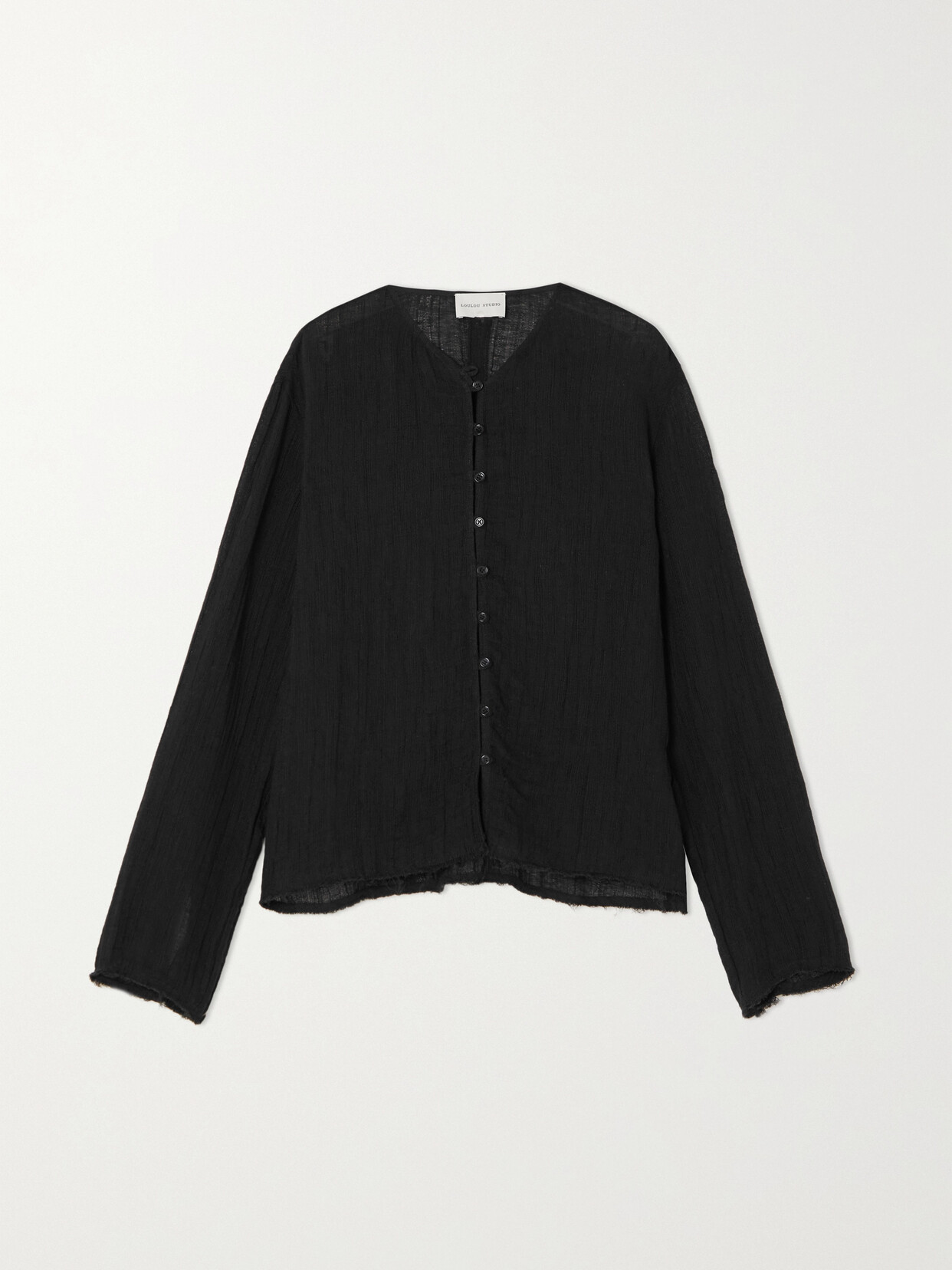 LOULOU STUDIO - Beta Frayed Cotton And Linen-blend Gauze Shirt - Black