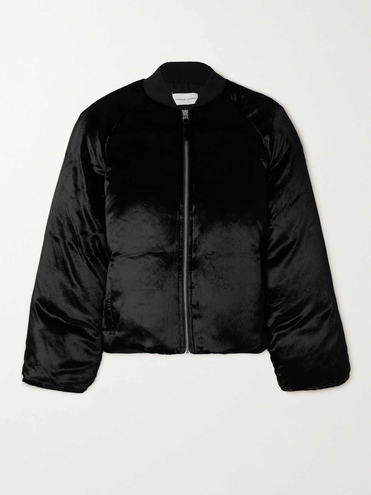 LOULOU STUDIO - Lafu Padded Velour Bomber Jacket - Black