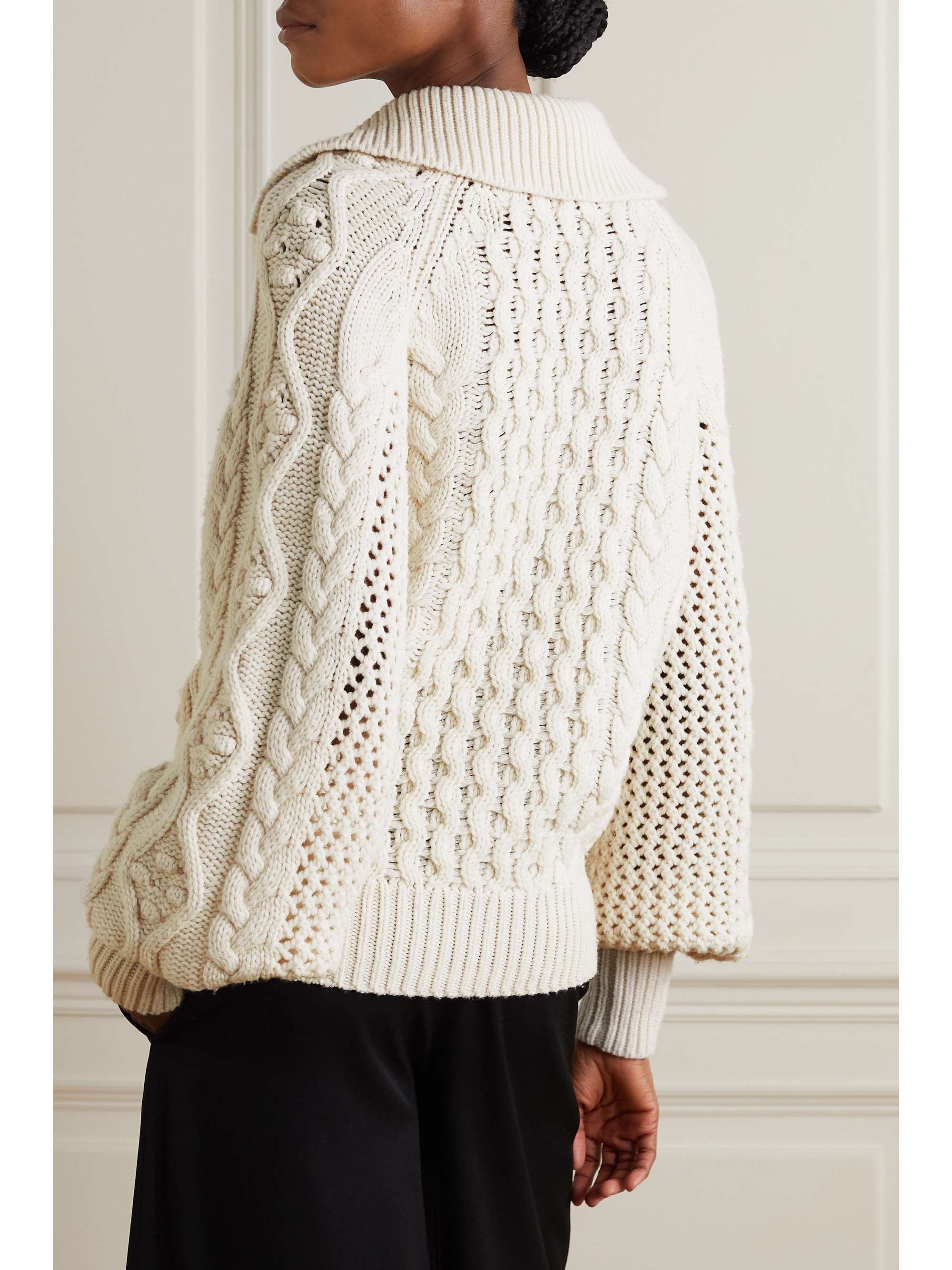 LOULOU STUDIO + NET SUSTAIN Rammu cableknit wool and cashmereblend