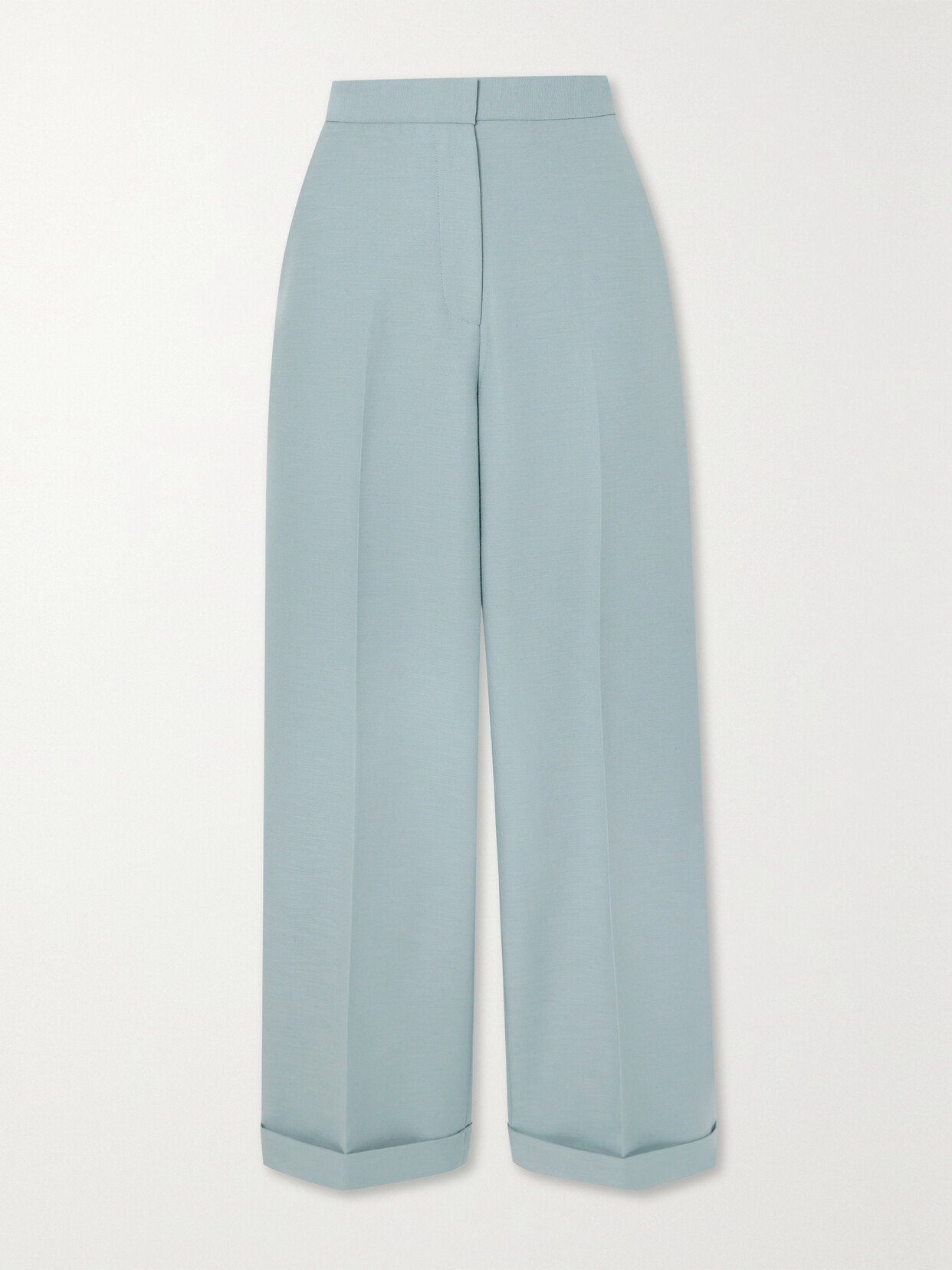 Interior Nico Pleated Cotton Wide-leg Pants - Gray