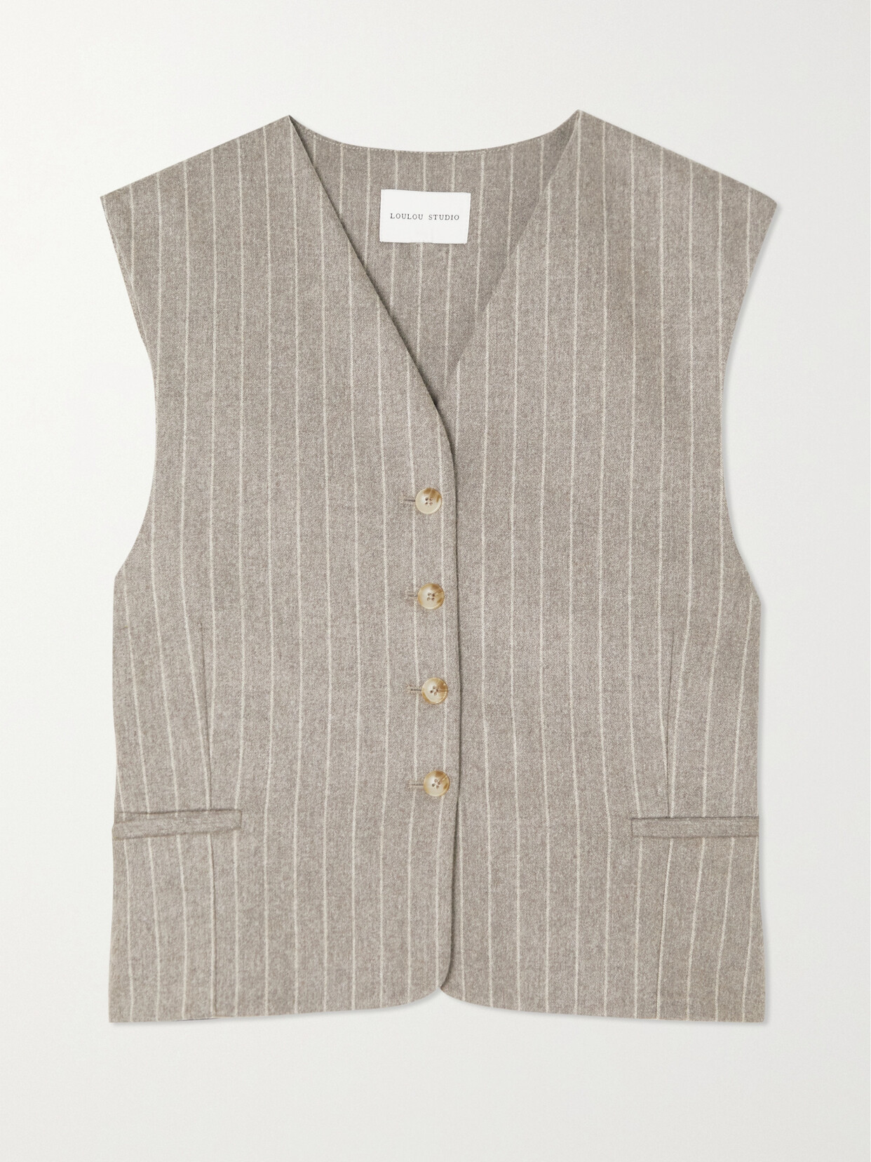 LOULOU STUDIO + NET SUSTAIN PINSTRIPED ORGANIC WOOL-BLEND VEST