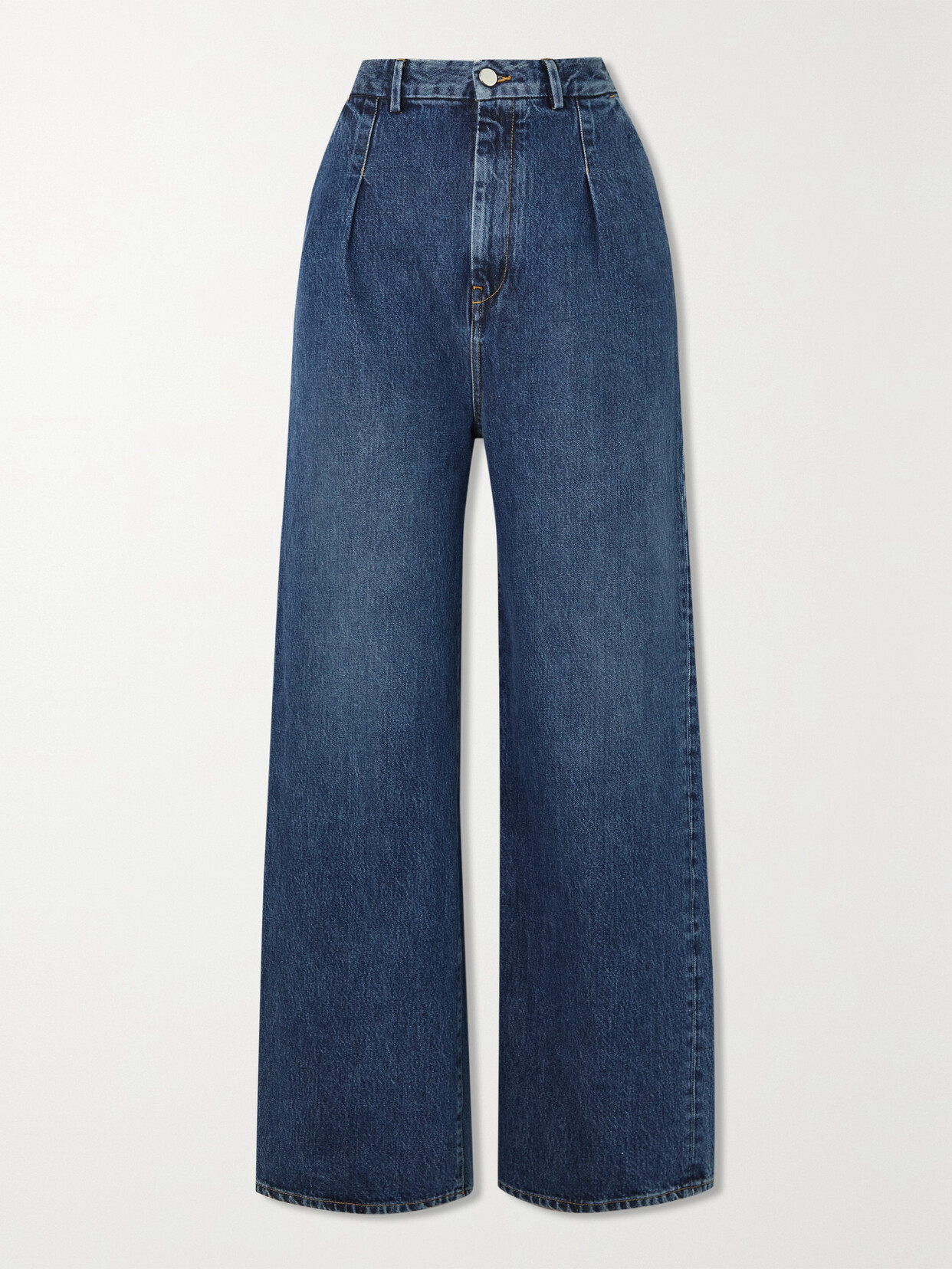 Shop Loulou Studio + Net Sustain Attu Pleated Organic High-rise Wide-leg Organic Jeans In Blue