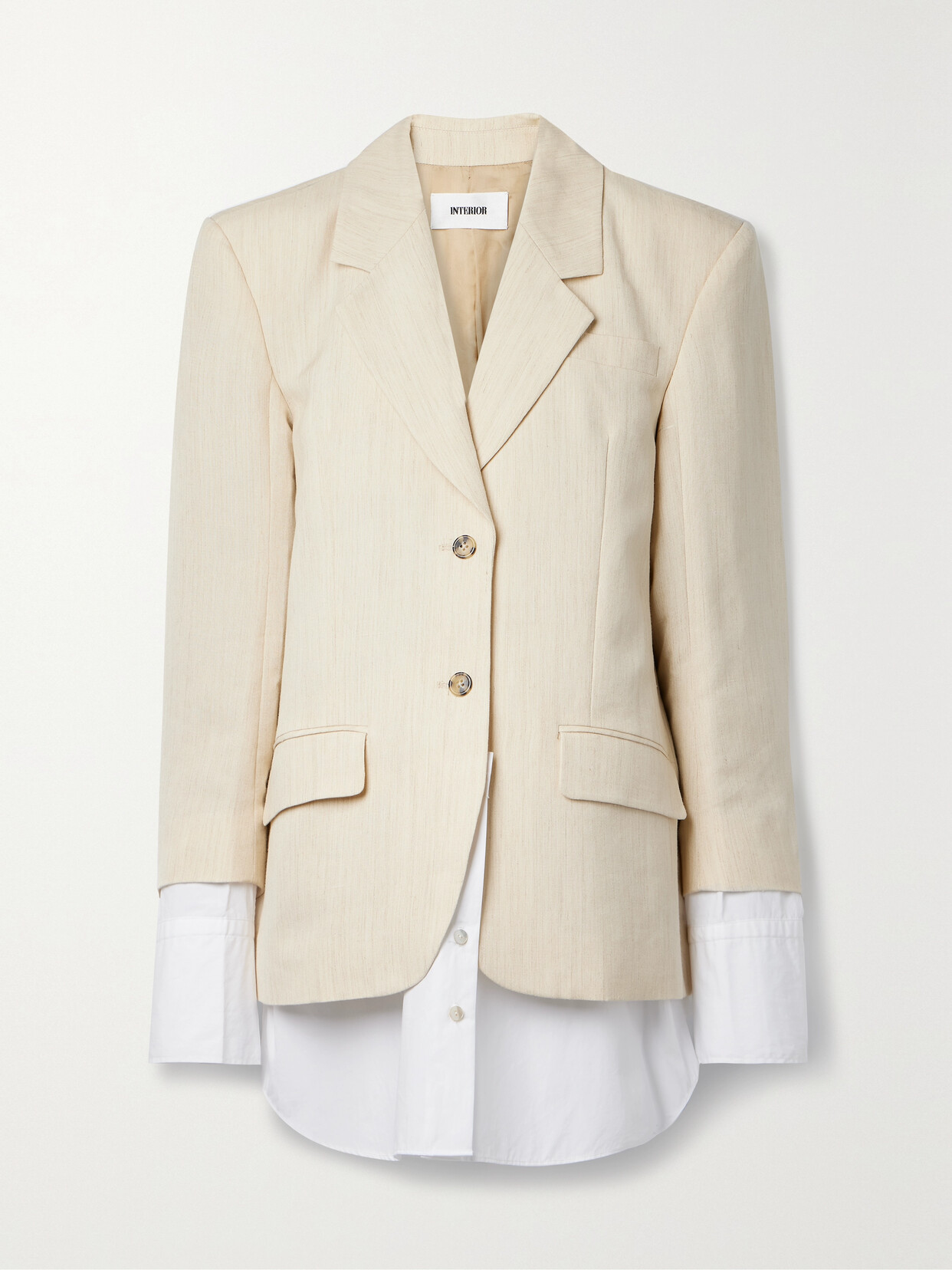 Interior - The Owens Convertible Poplin-trimmed Canvas Blazer - Cream