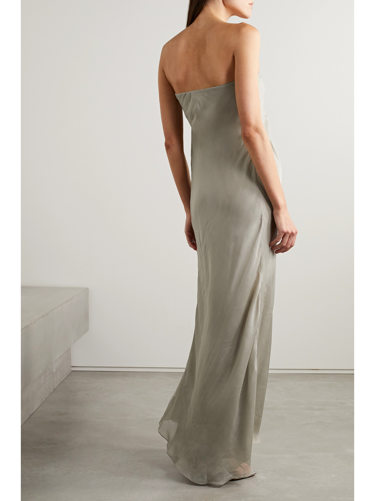 Interior The Mirabel Strapless Twist-front Silk-chiffon Gown |