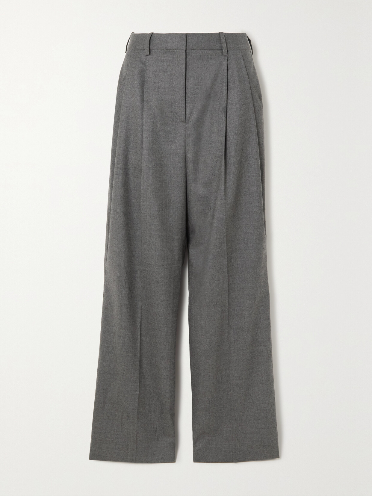 LOULOU STUDIO - Solo Pleated Wool-blend Twill Wide-leg Pants - Gray