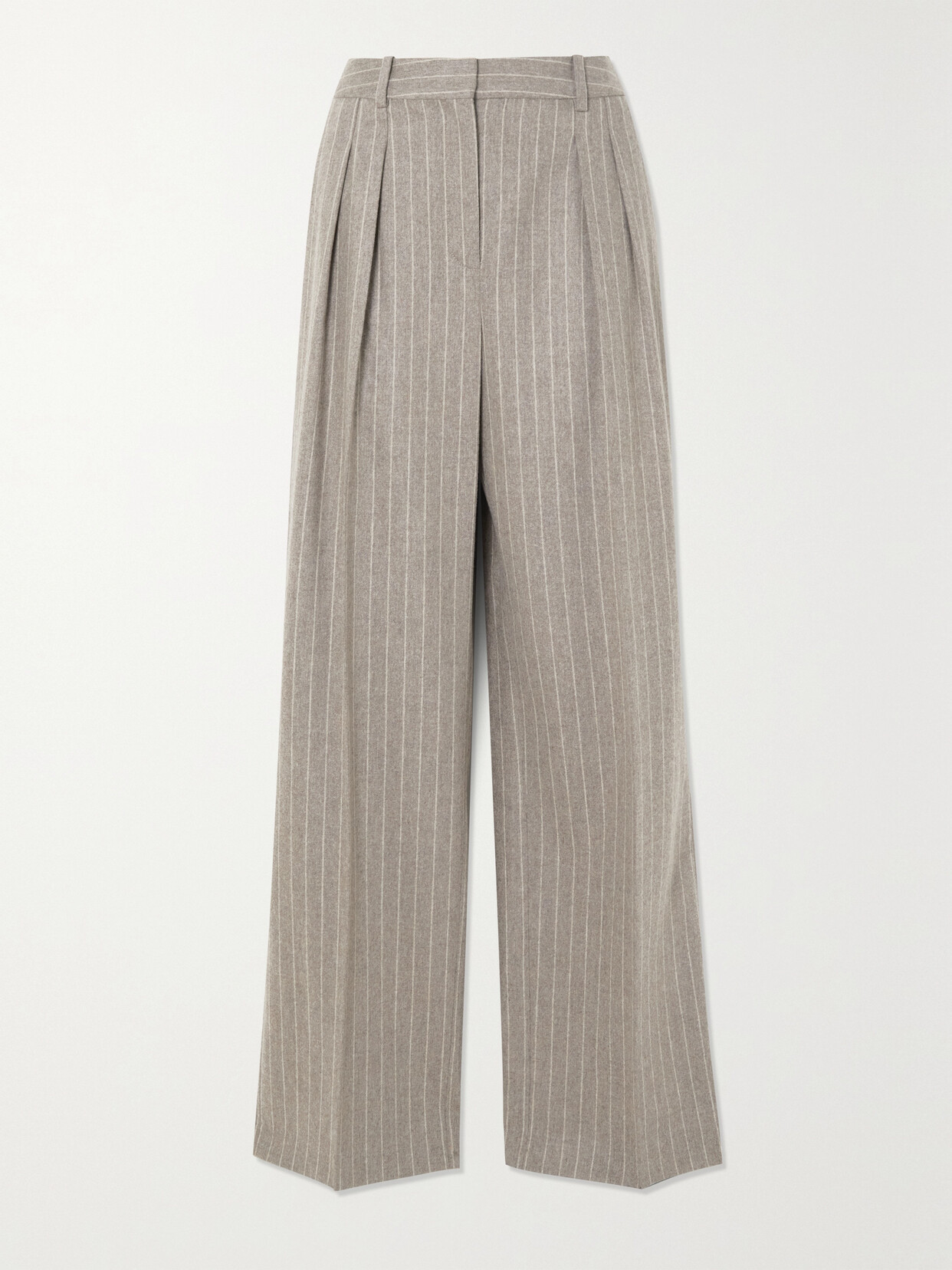 LOULOU STUDIO - Pleated Pinstriped Wool And Cashmere-blend Wide-leg Pants - Neutrals