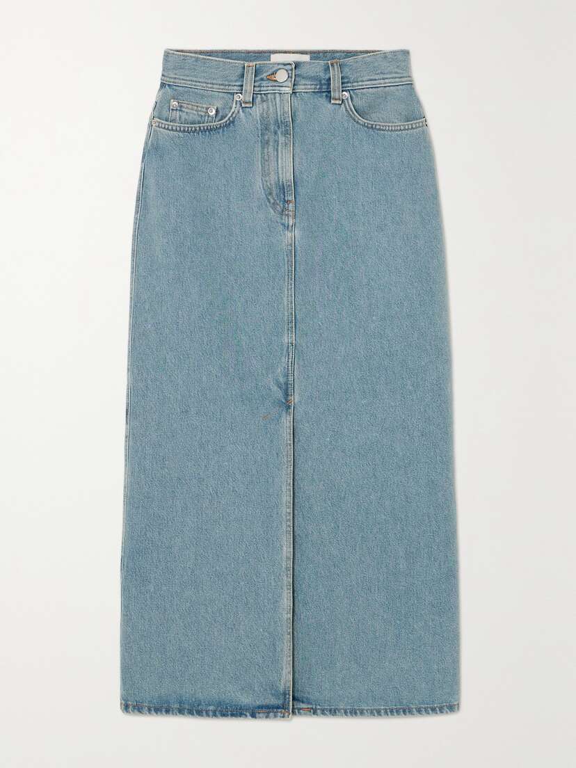 LOULOU STUDIO + Net Sustain Rona Organic Denim Midi Skirt - x large