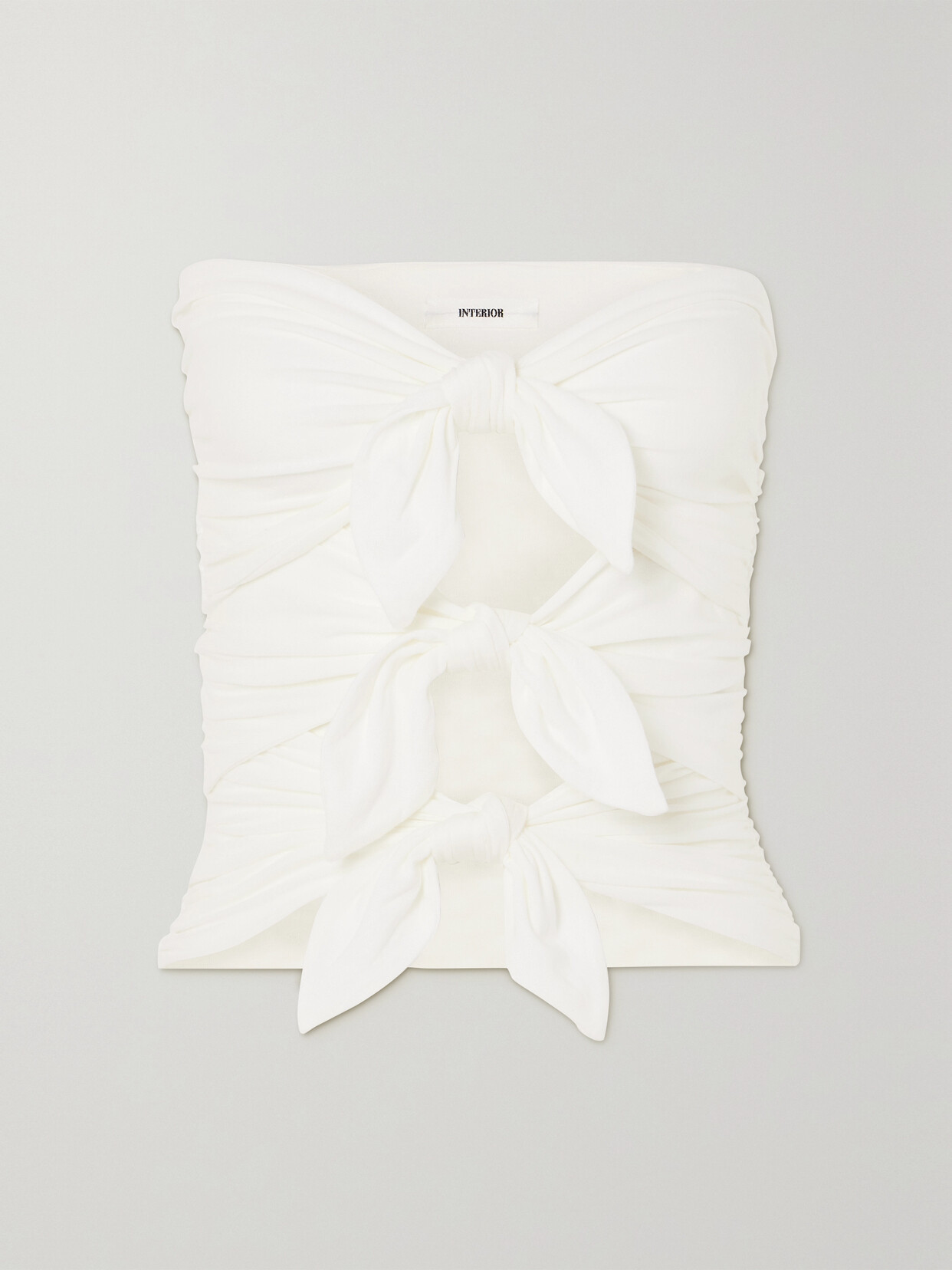 Interior - Alexi Strapless Knotted Cotton-jersey Top - Ivory