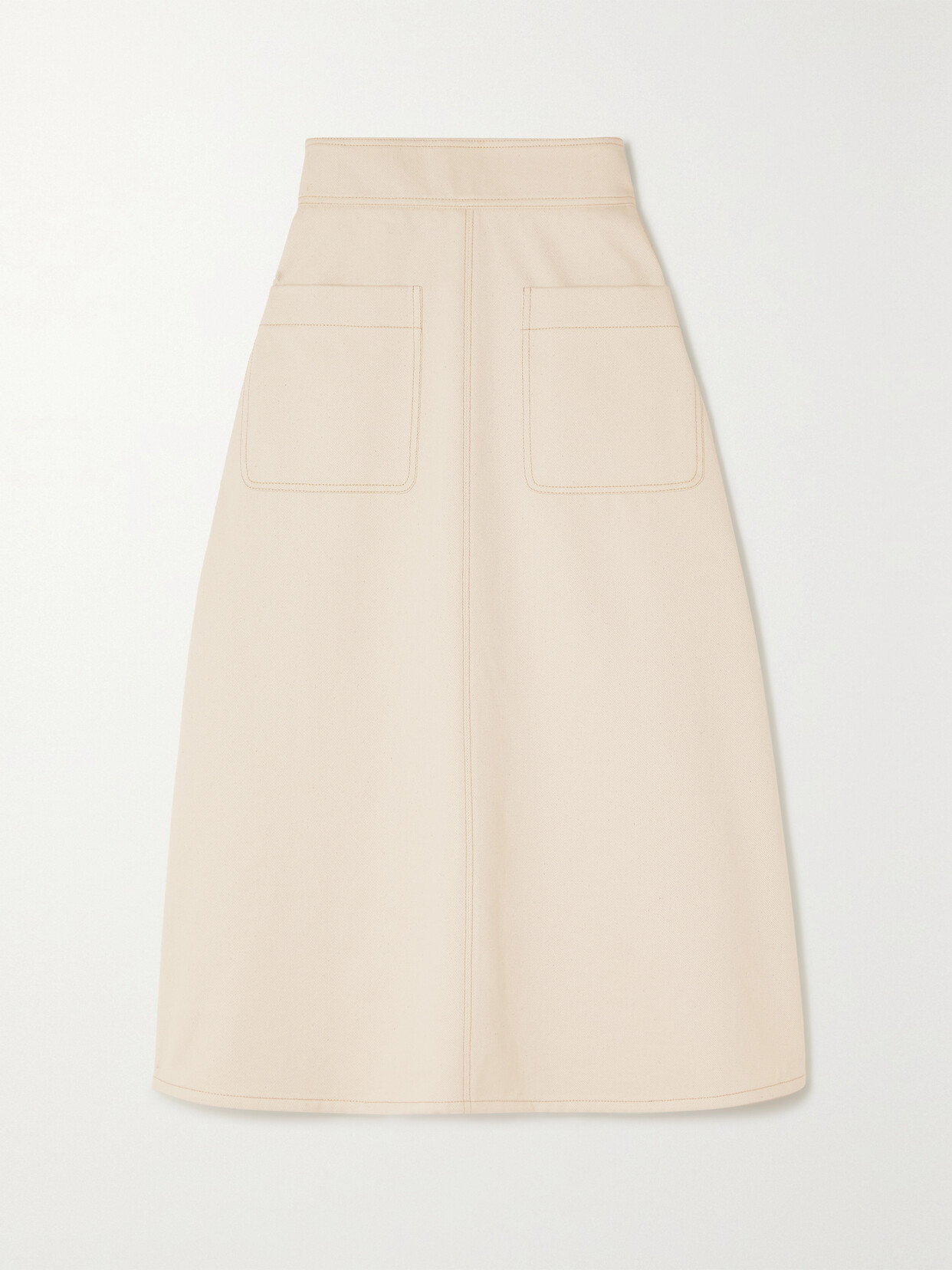 Anna Mason - Isabella Paneled Denim Midi Skirt - White