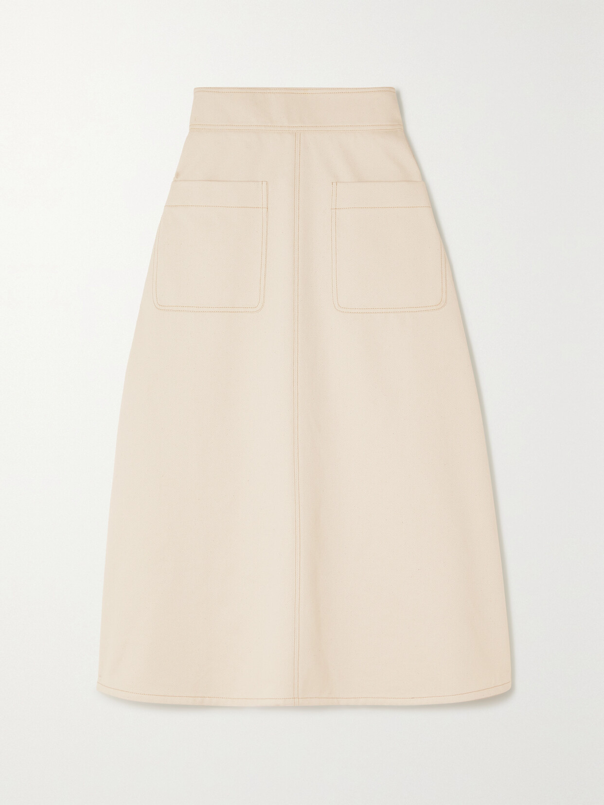 Anna Mason - Isabella Paneled Denim Midi Skirt - White