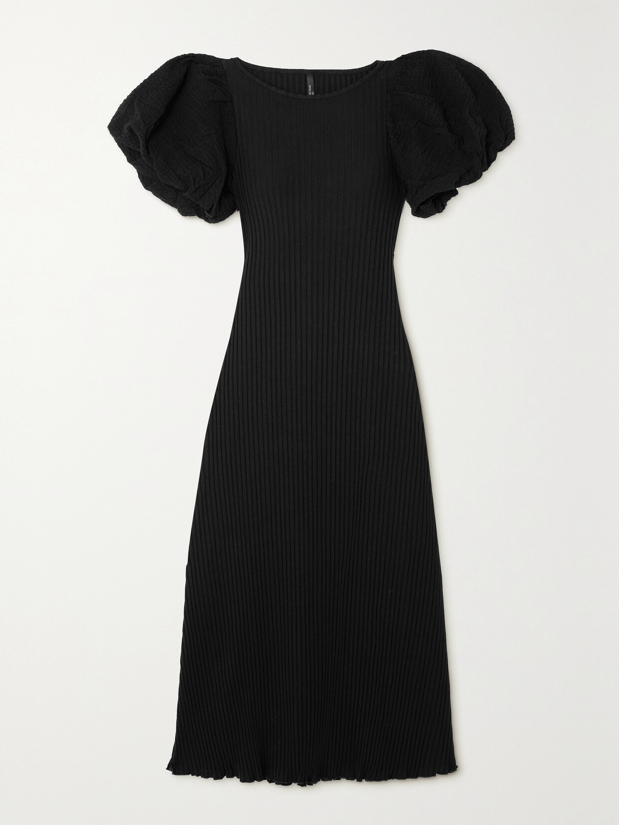 Mother Of Pearl + Net Sustain Daphne Ribbed Stretch Organic Cotton Midi Dress In Black