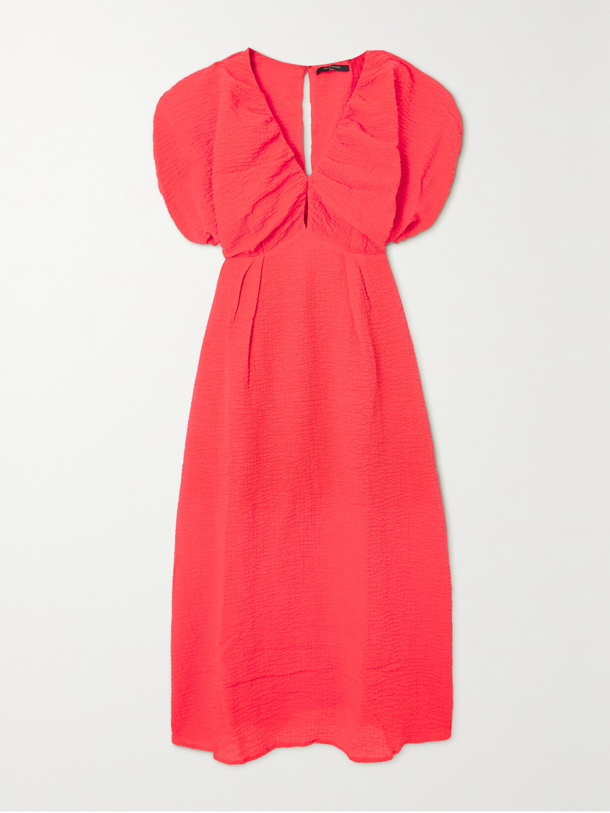 Mother Of Pearl + Net Sustain Organic Cotton-blend Seersucker Midi Dress In Pink