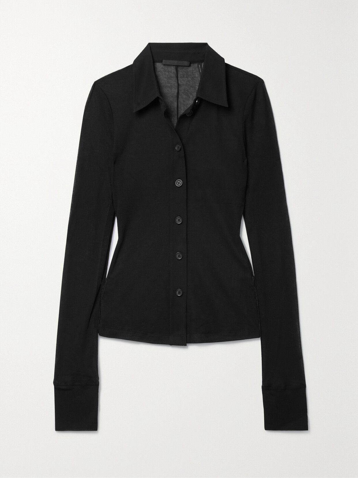 Helmut Lang Ribbed Cotton-blend Shirt In Black