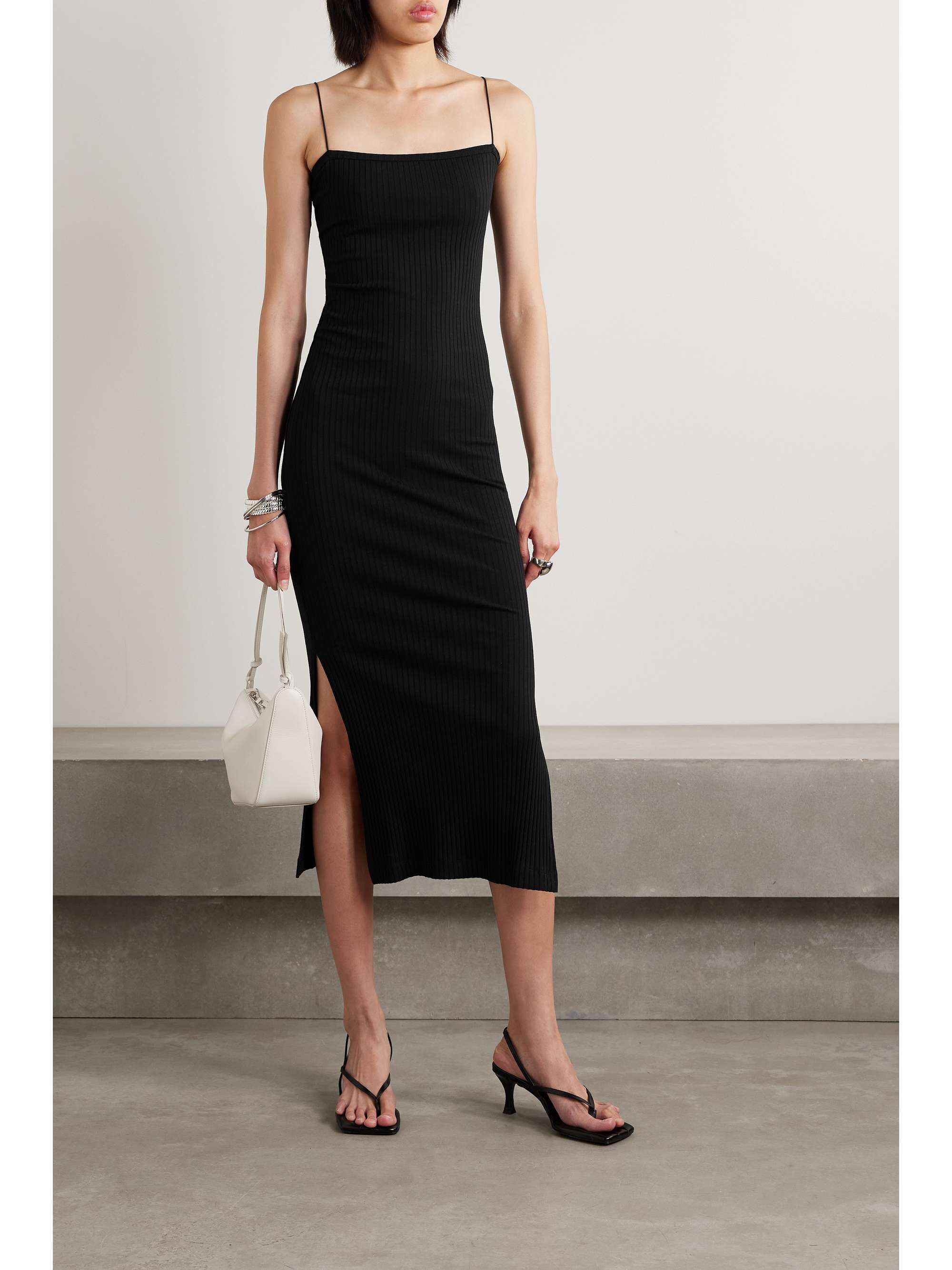 HELMUT LANG Ribbed stretch-cotton jersey midi dress | NET-A-PORTER