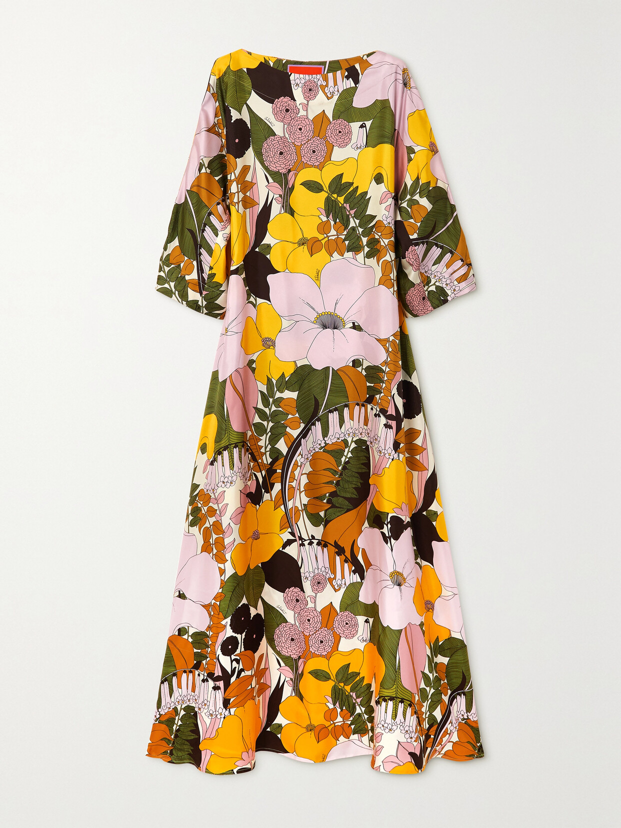 La DoubleJ - Floral-print Silk-twill Maxi Dress - Pink