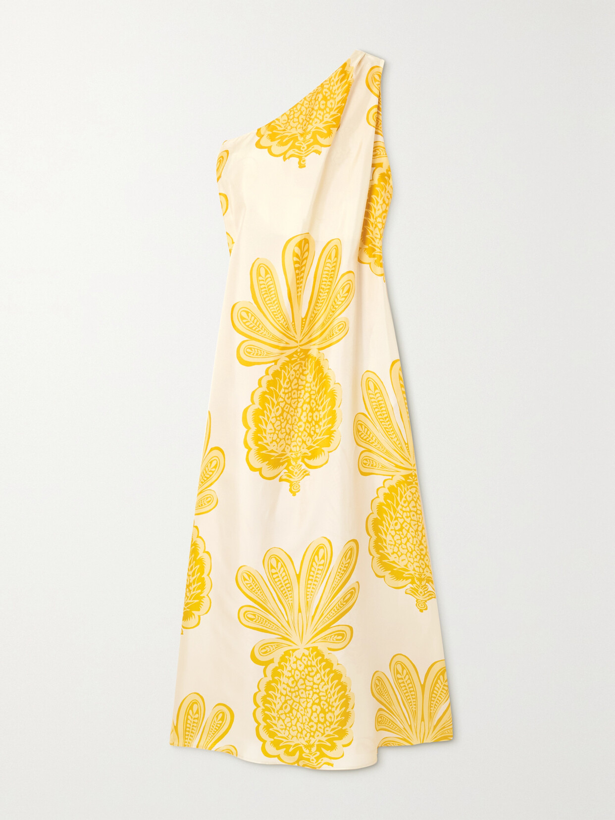 La DoubleJ Roy One-shoulder Silk-twill Maxi Dress - Yellow
