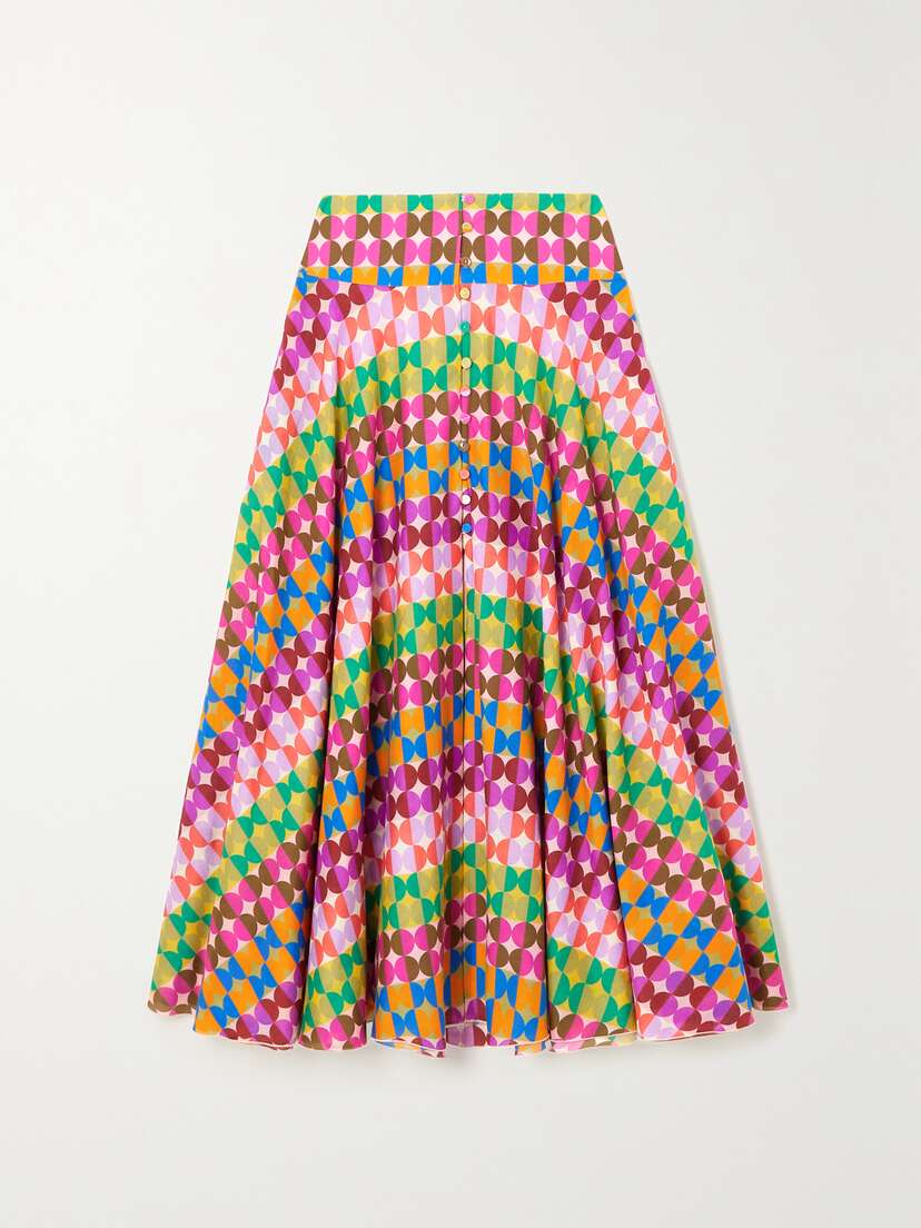 La DoubleJ Ariel Printed Cotton And Silk-blend Voile Maxi Skirt