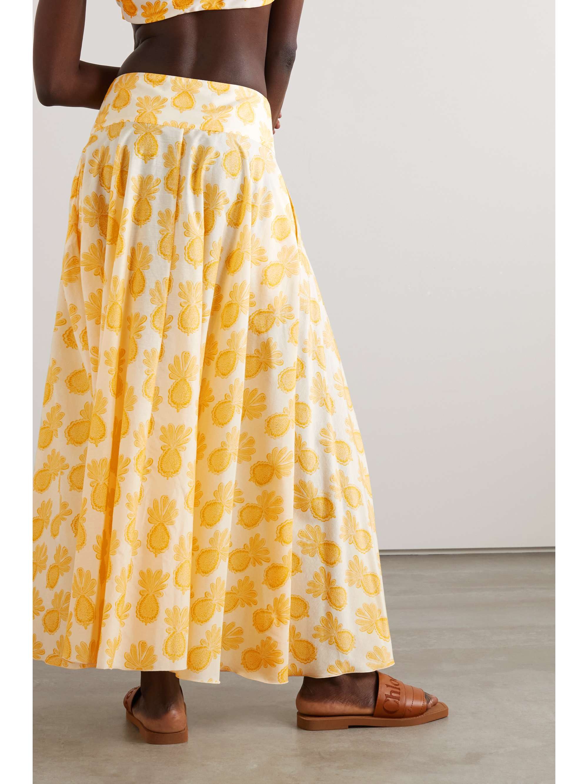 LA DOUBLEJ Ariel printed cotton and silk-blend voile maxi skirt