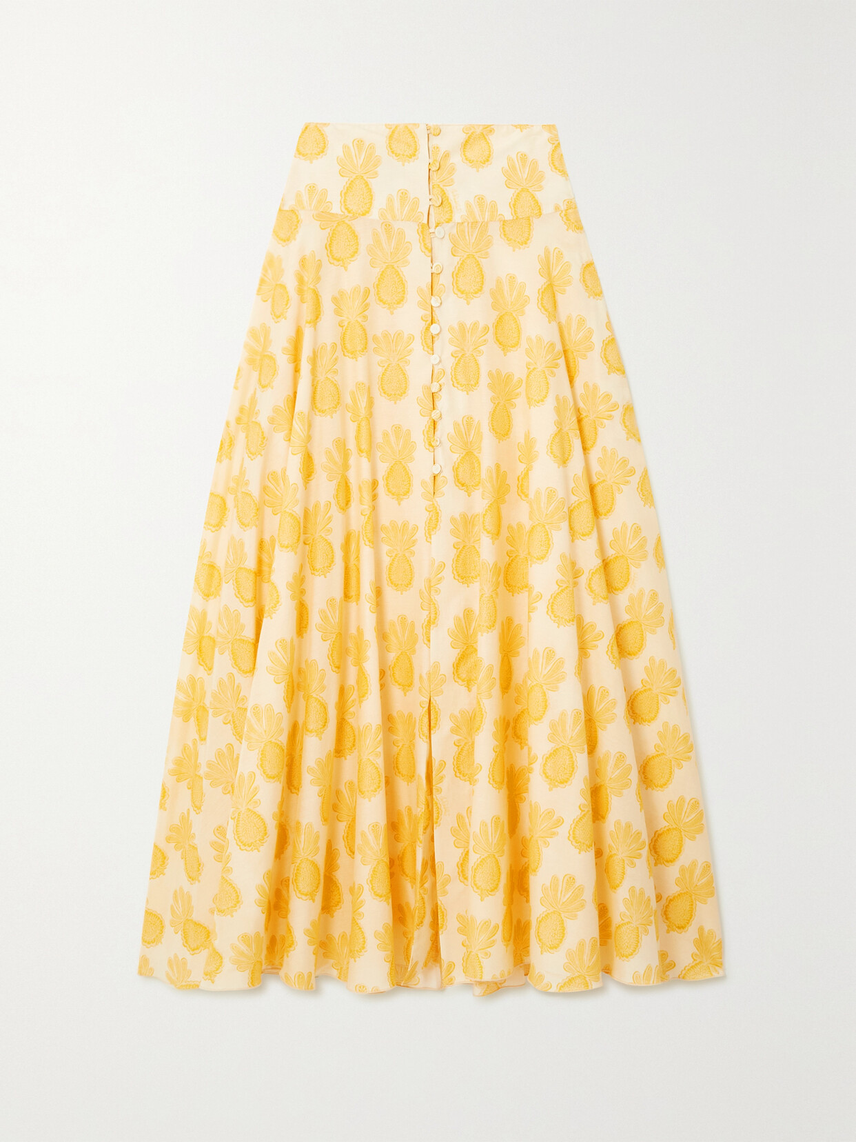 La DoubleJ - Ariel Printed Cotton And Silk-blend Voile Maxi Skirt - Yellow