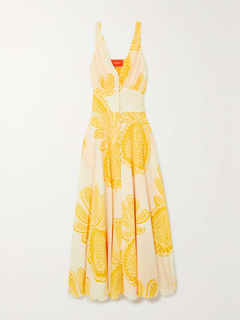 La DoubleJ Printed Silk Crepe De Chine Maxi Dress