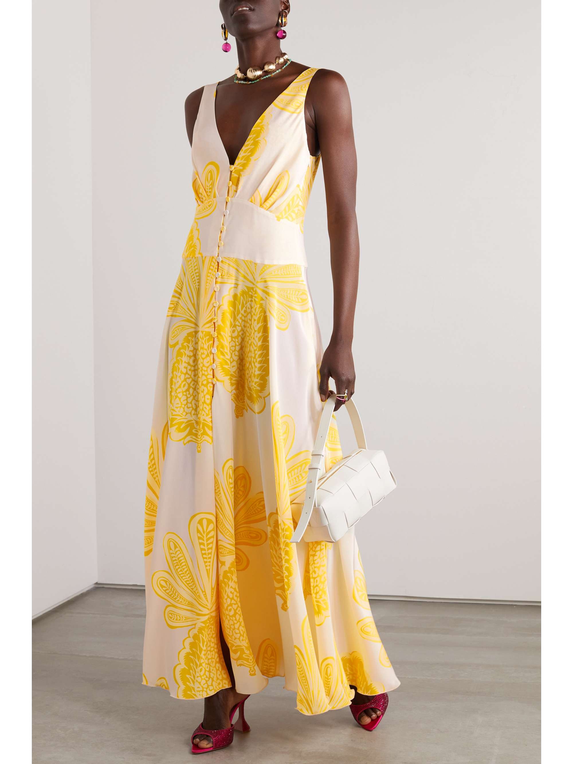 LA DOUBLEJ Printed silk crepe de chine maxi dress | NET-A-PORTER