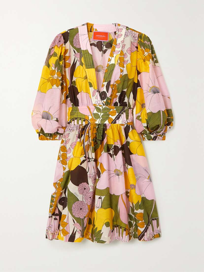 La DoubleJ Margherita Printed Cotton And Silk-blend Twill Mini Dress
