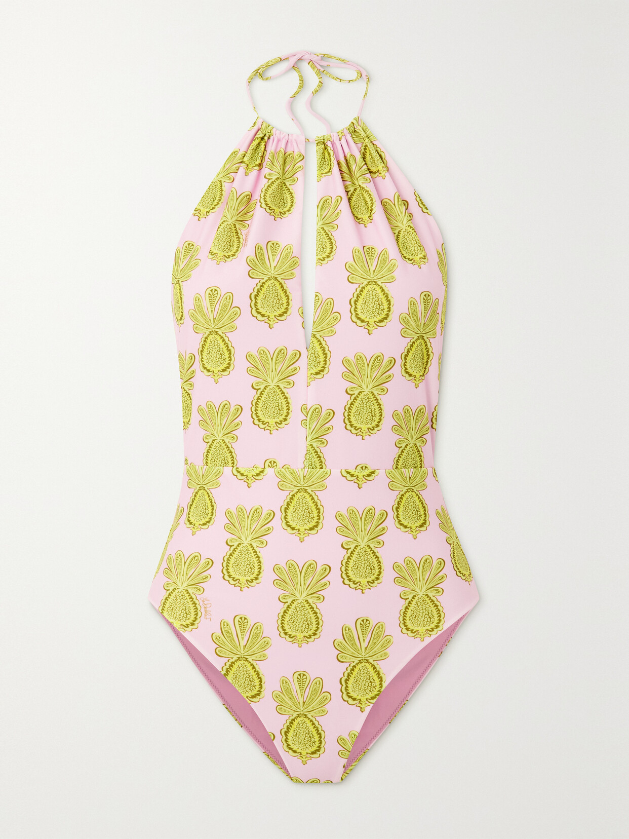 La Doublej Esther Printed Halterneck Swimsuit In Yellow