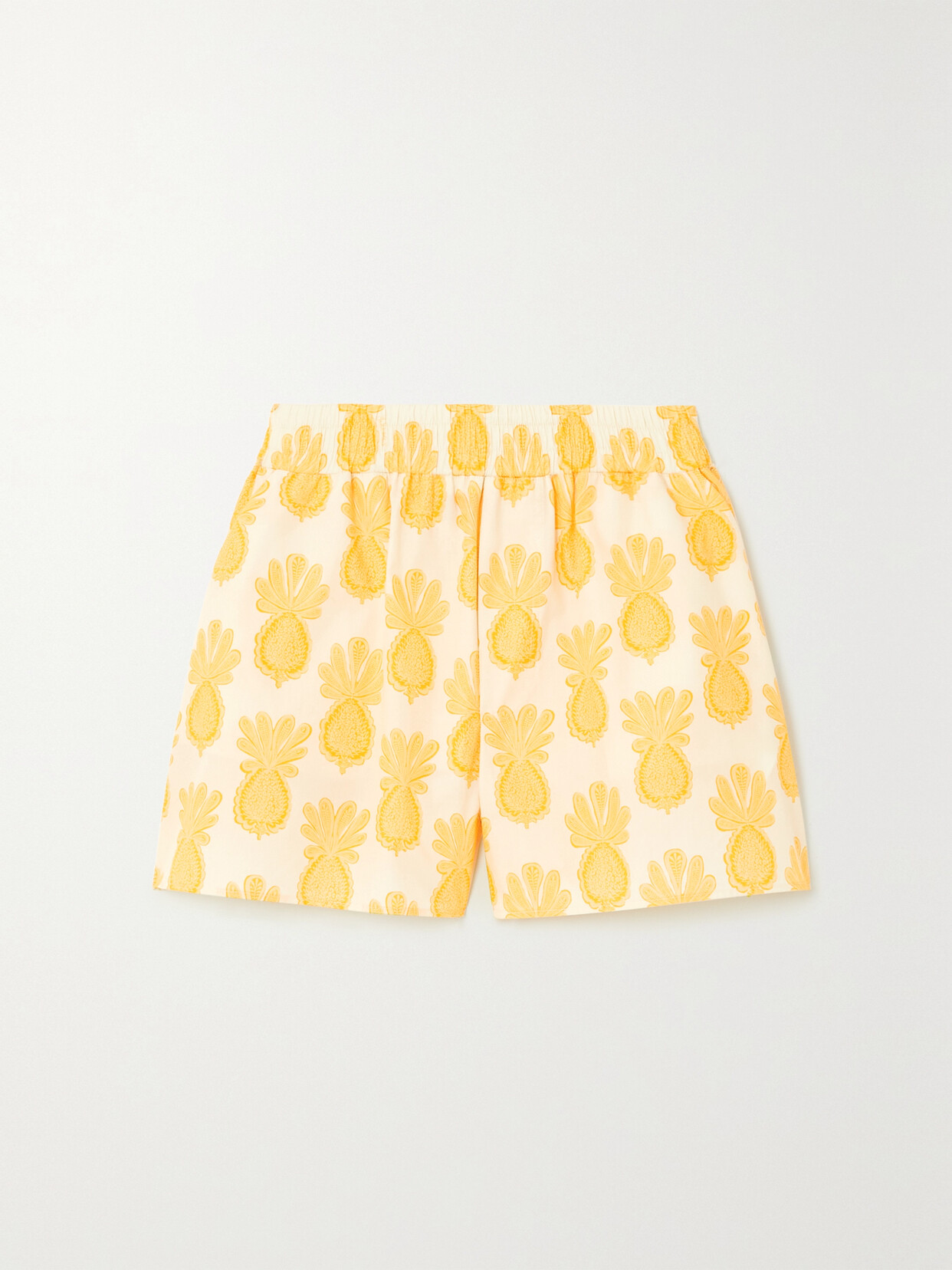 La Doublej Printed Cotton-poplin Shorts In Yellow