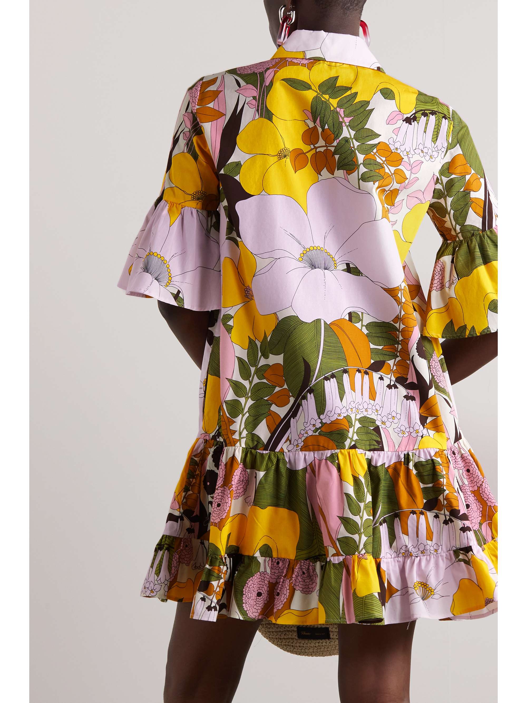 LA DOUBLEJ Choux tiered floral-print cotton-poplin mini dress | NET-A ...
