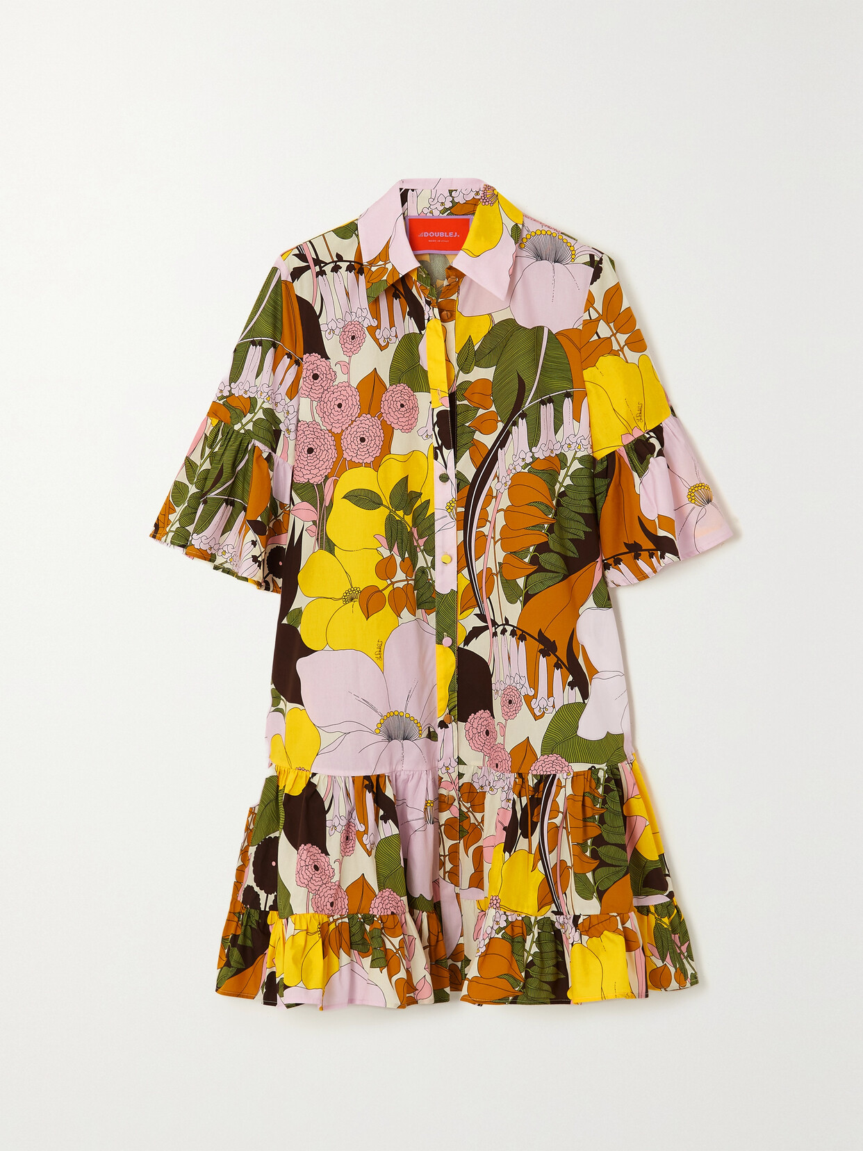 La DoubleJ Choux Tiered Floral-print Cotton-poplin Mini Dress - Multi