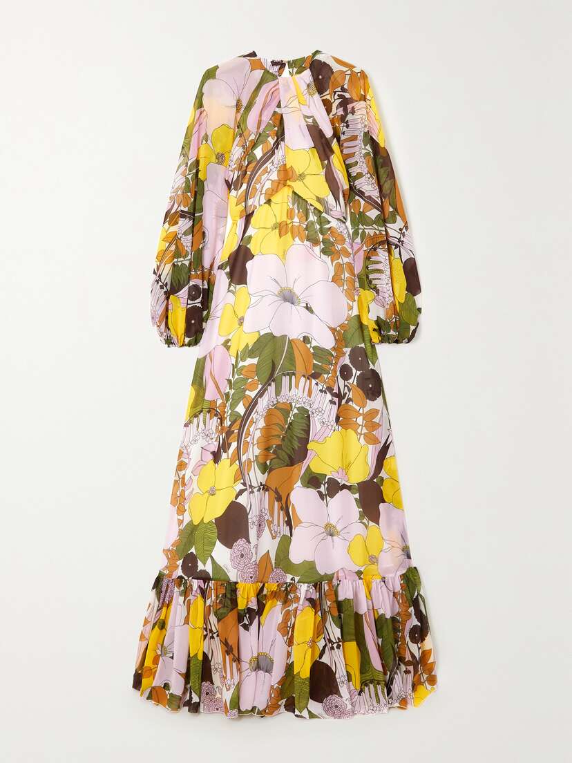 La DoubleJ Eve Open-back Floral-print Chiffon Maxi Dress - xx large