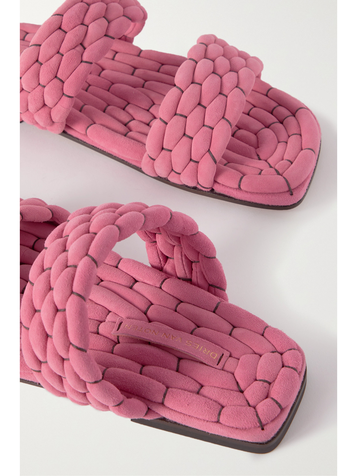 Shop Dries Van Noten Woven Suede Slides In Pink