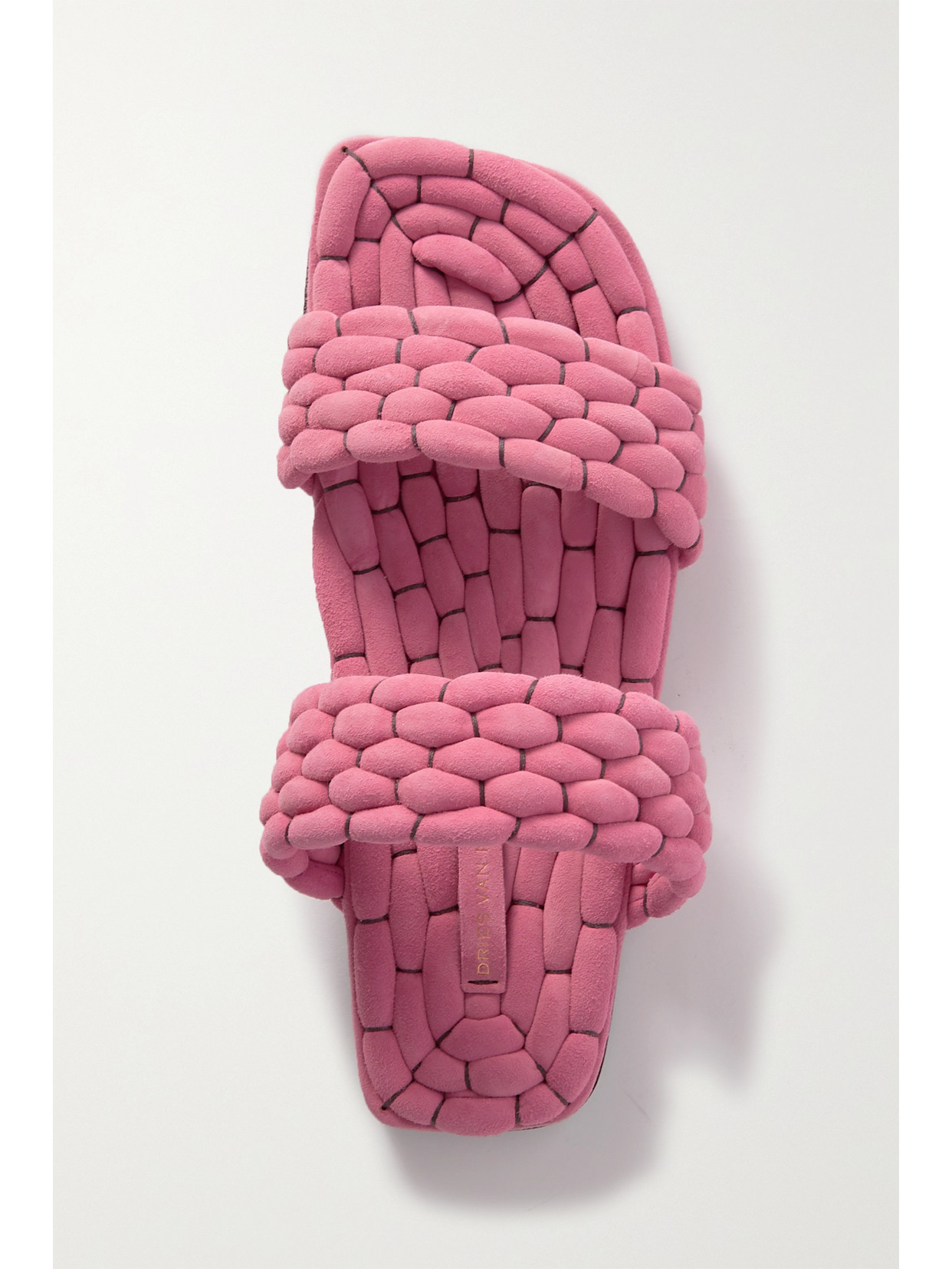 Dries Van Noten Woven Suede Slides In Pink