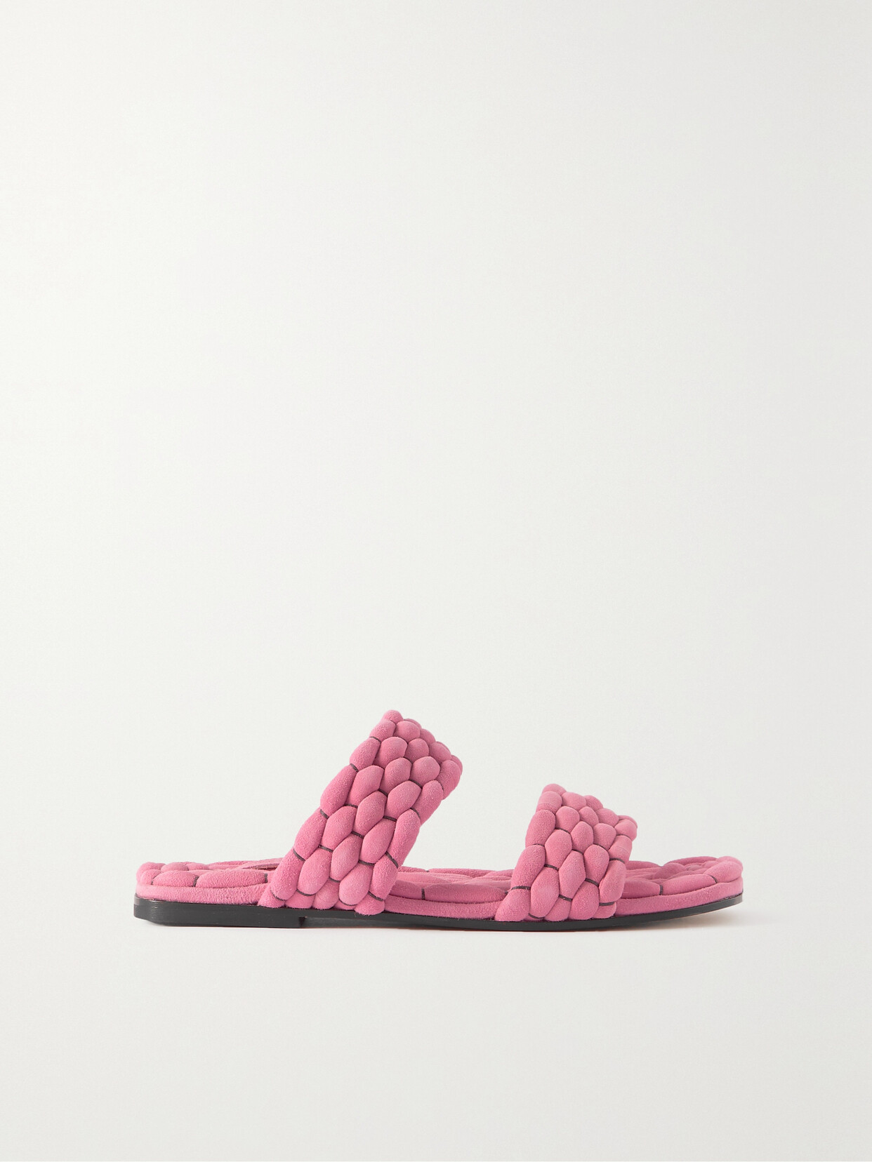 Dries Van Noten Woven Suede Slides In Pink