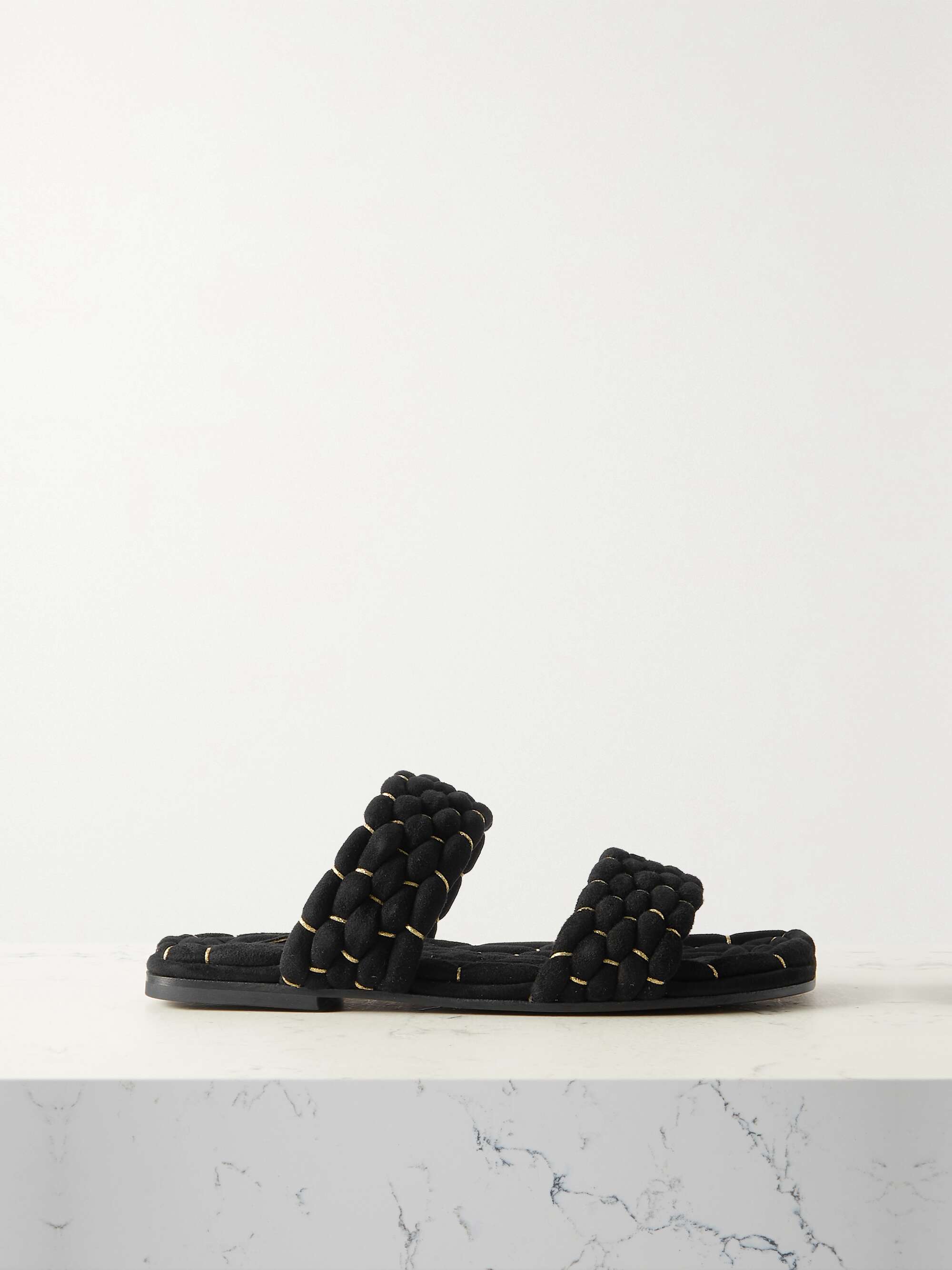 DRIES VAN NOTEN Woven metallic suede slides NET A PORTER