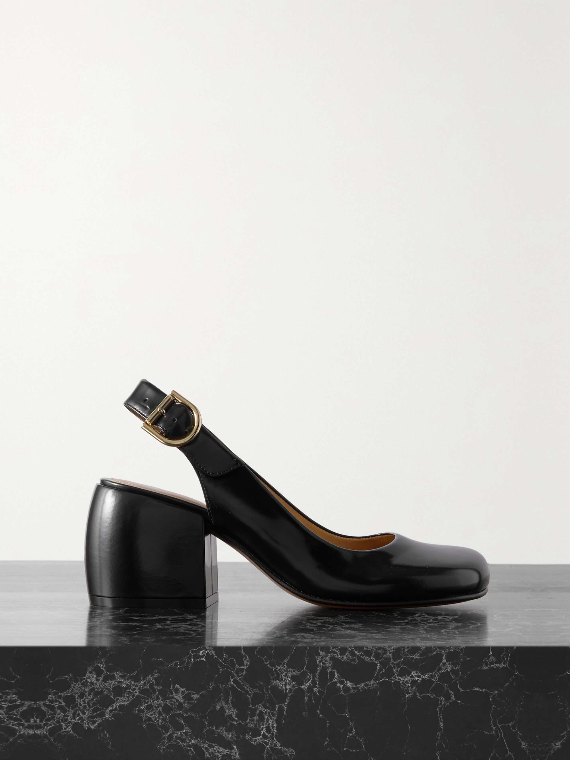 DRIES VAN NOTEN Glossed-leather slingback pumps | NET-A-PORTER