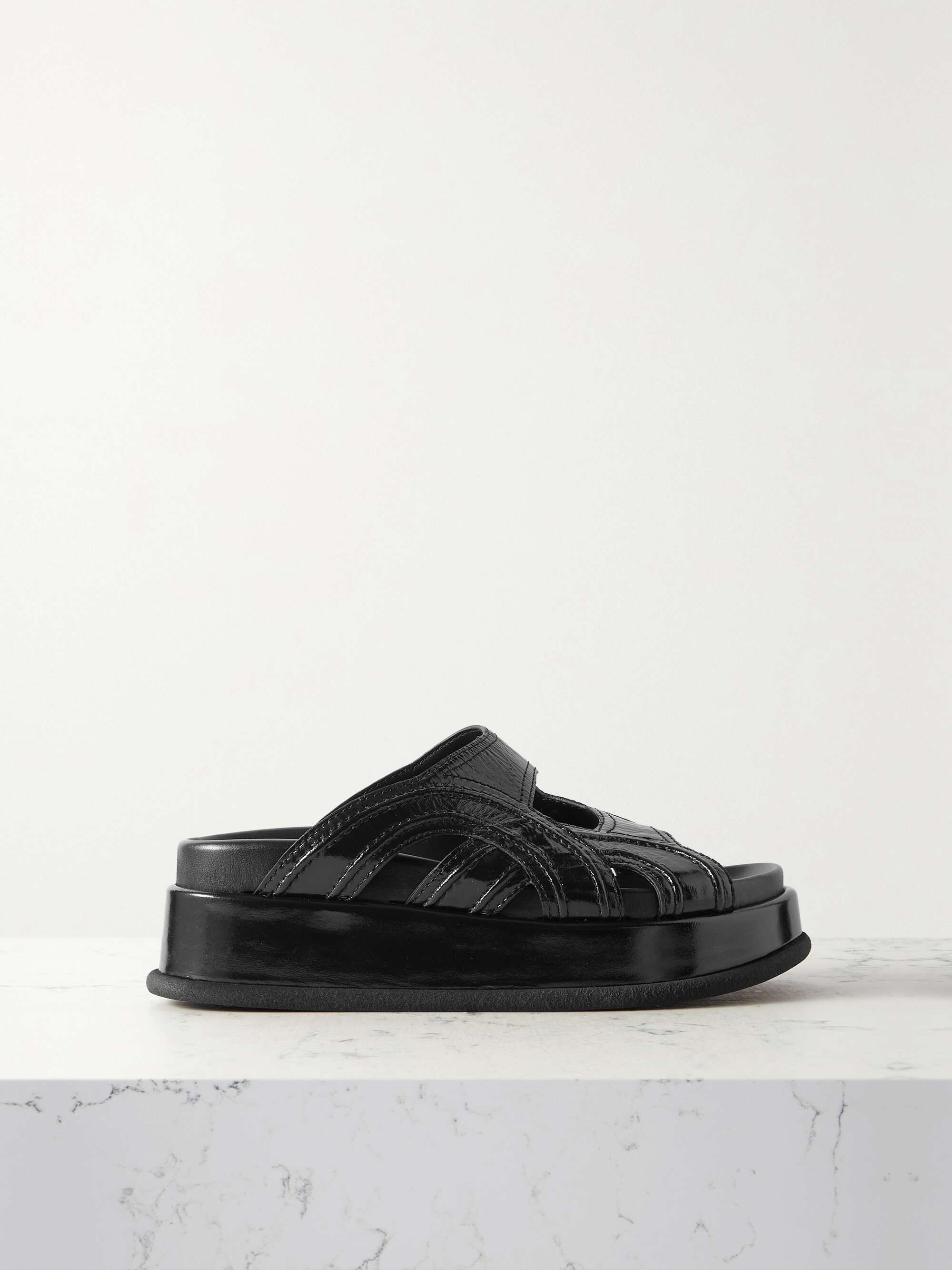 DRIES VAN NOTEN Patent leather platform slides NET A PORTER