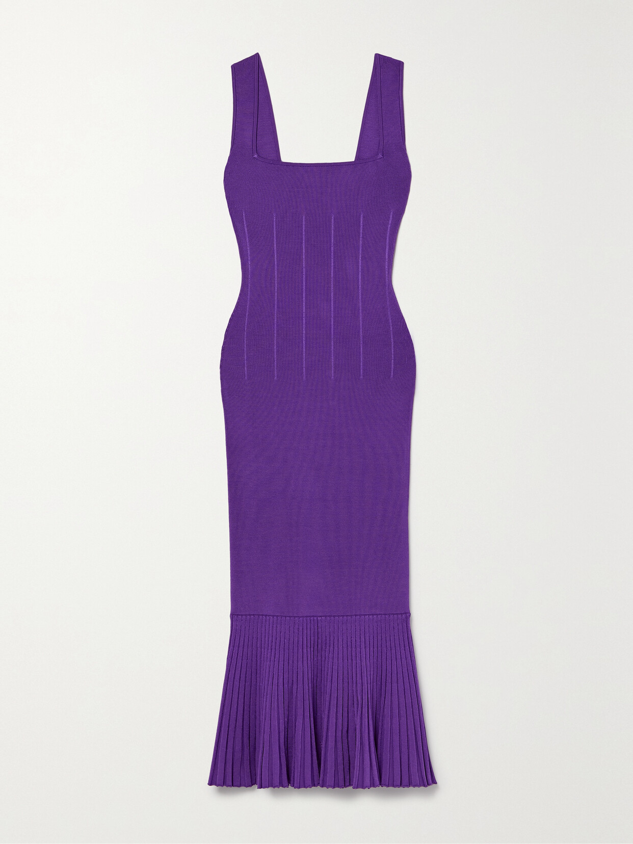 Galvan + Net Sustain Atalanta Pleated Recycled Stretch-knit Midi Dress In Purple